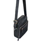 Schultertasche klein Echtleder schwarz