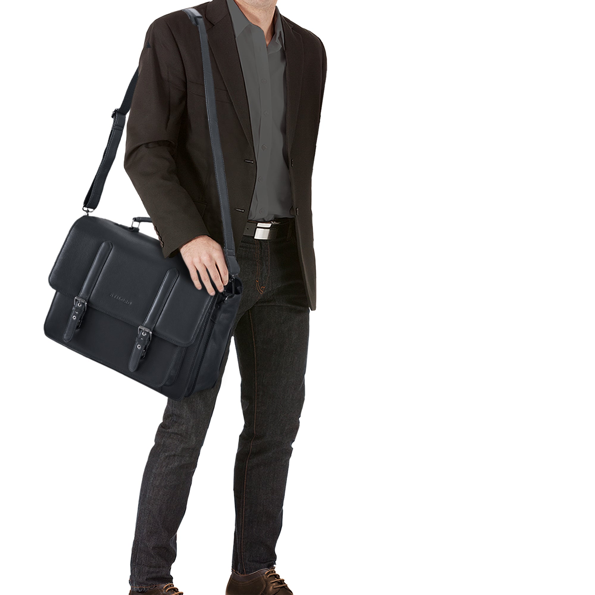 Lehrertasche Damen Leder schwarz