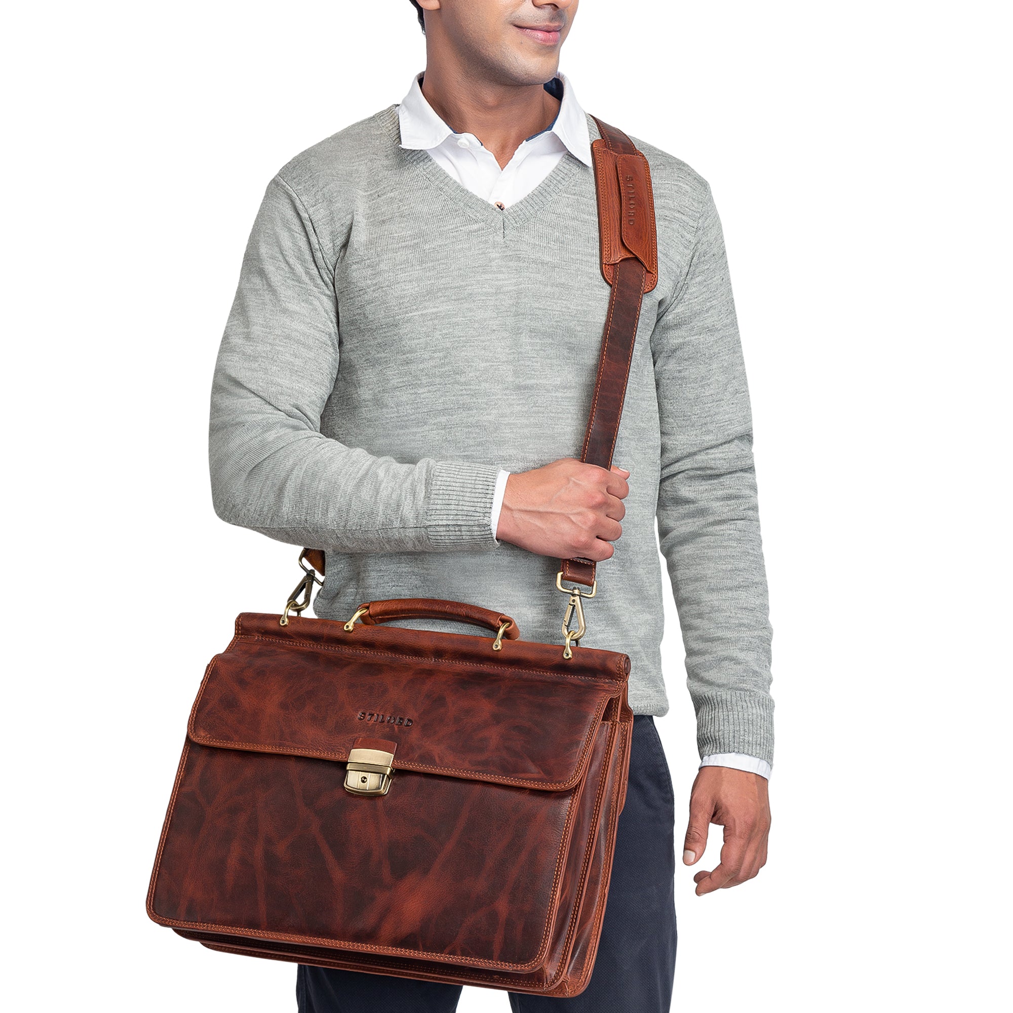 Gurt Polster Ledertasche rotbraun