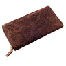 B-WARE "Flora" Portemonnaie mit Blumen Relief Geldbeutel Quer Leder