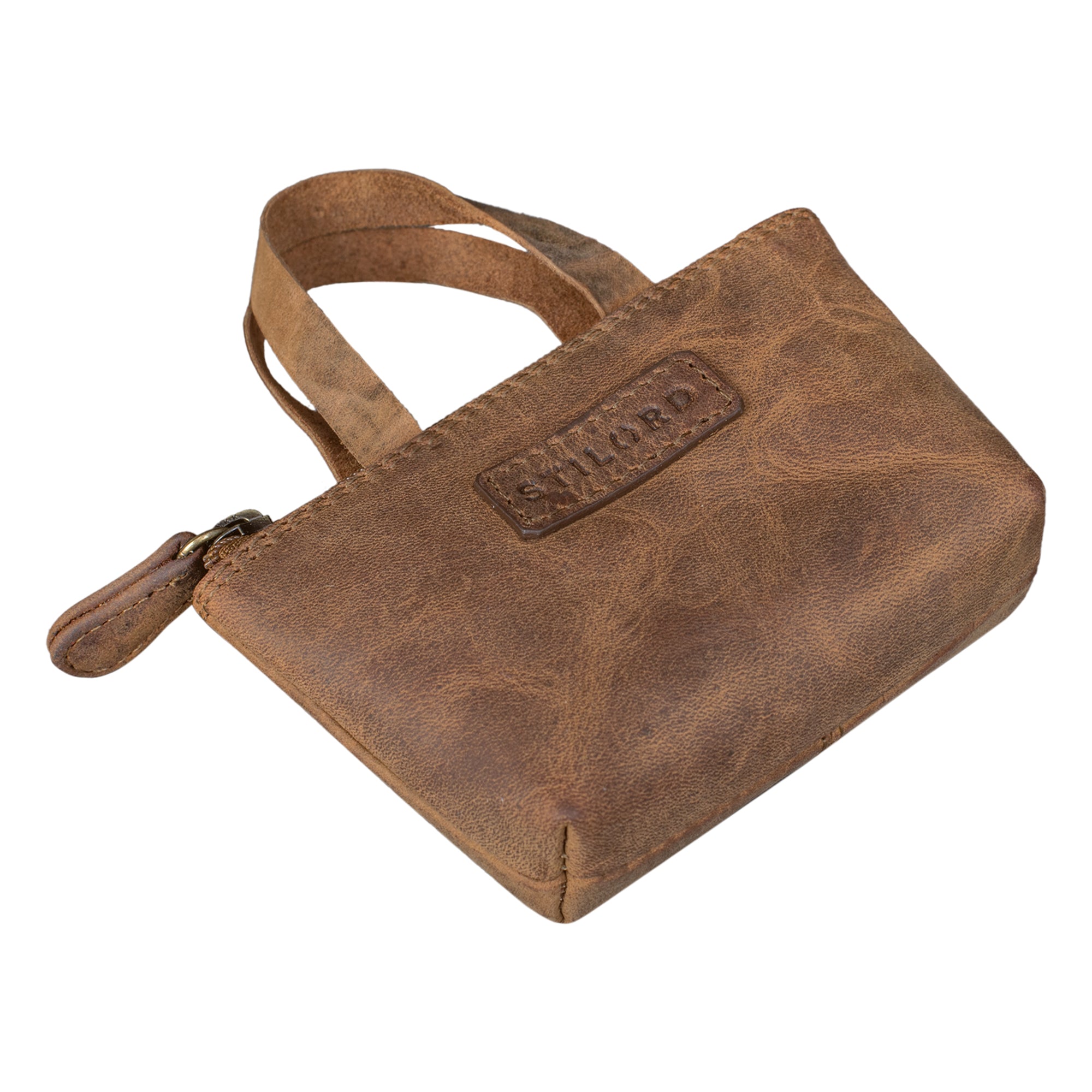 Mini Leder Portemonnaie Damen braun