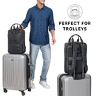 Lederrucksack Schwarz Groß mit Trolleyhalterung 