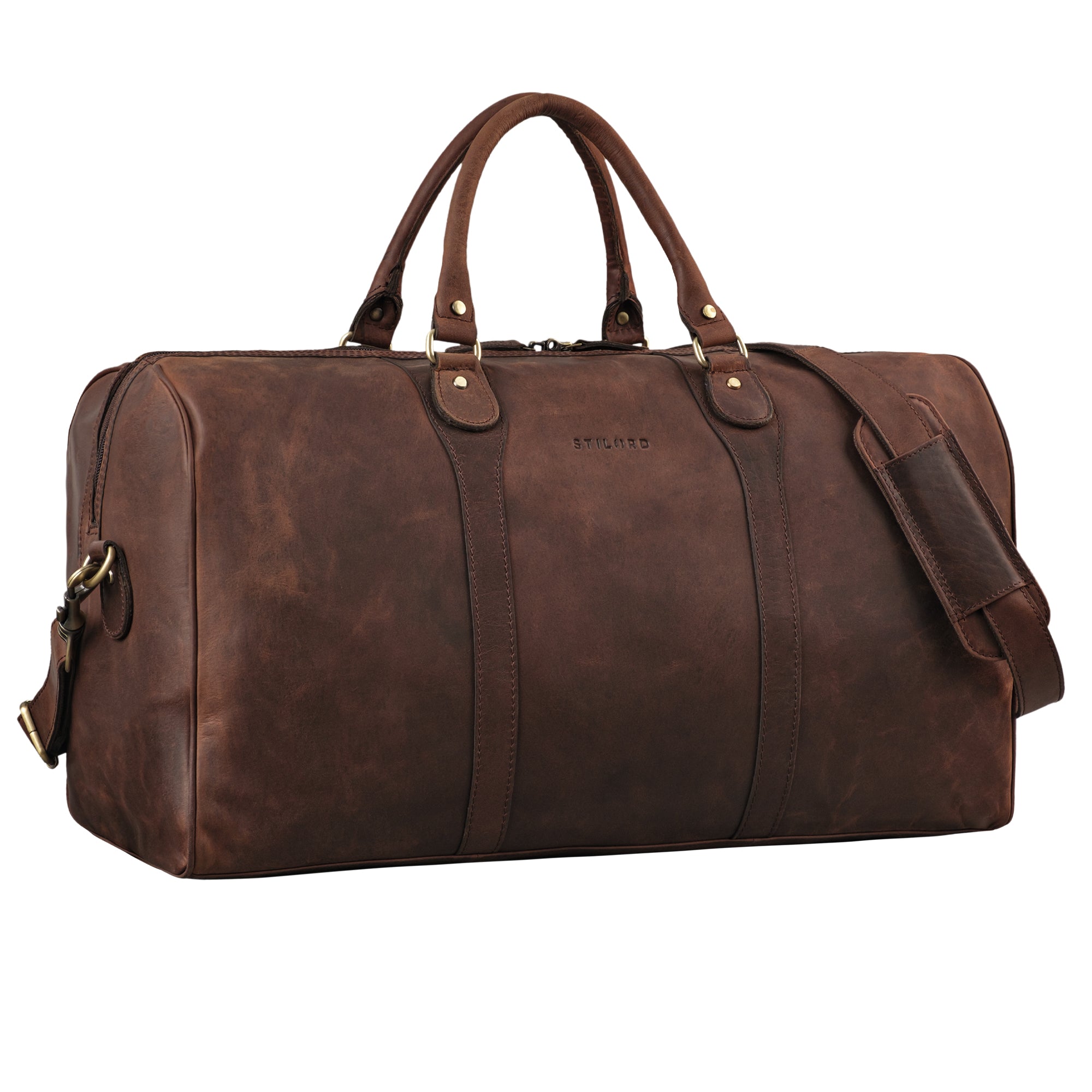 Ledertasche Handgepäck dunkelbraun aus der schrägen Frontalperspektive