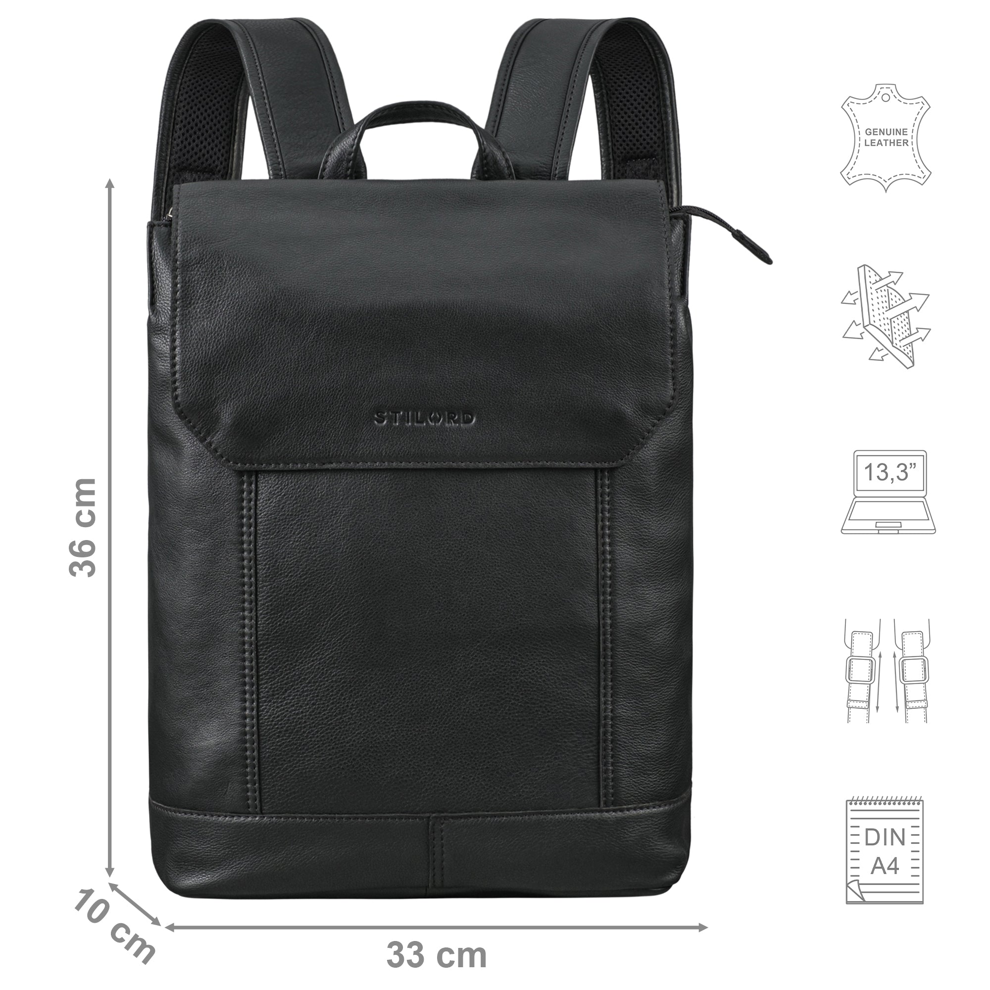 Herren Rucksack Leder schwarz