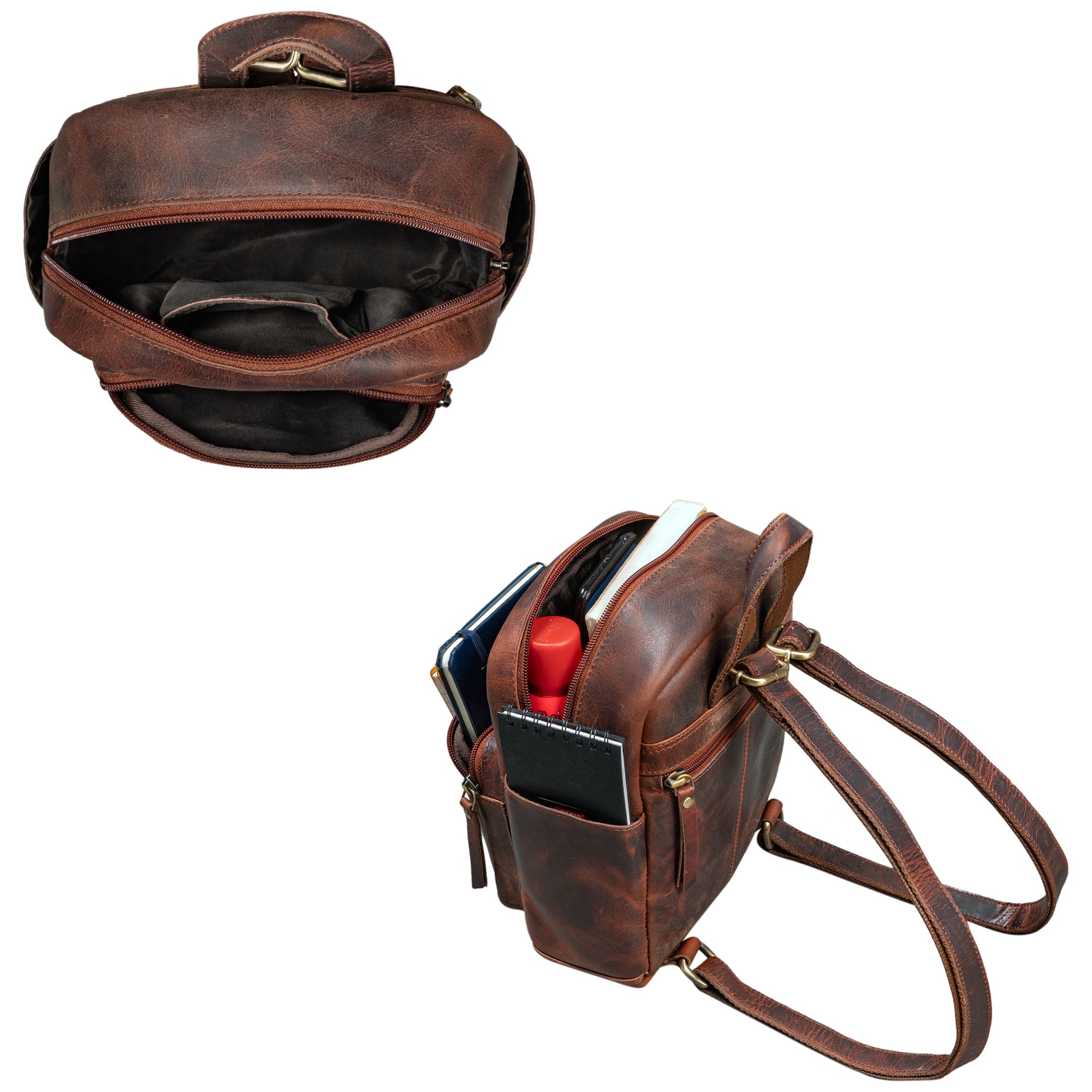 Lederrucksack cognac braun