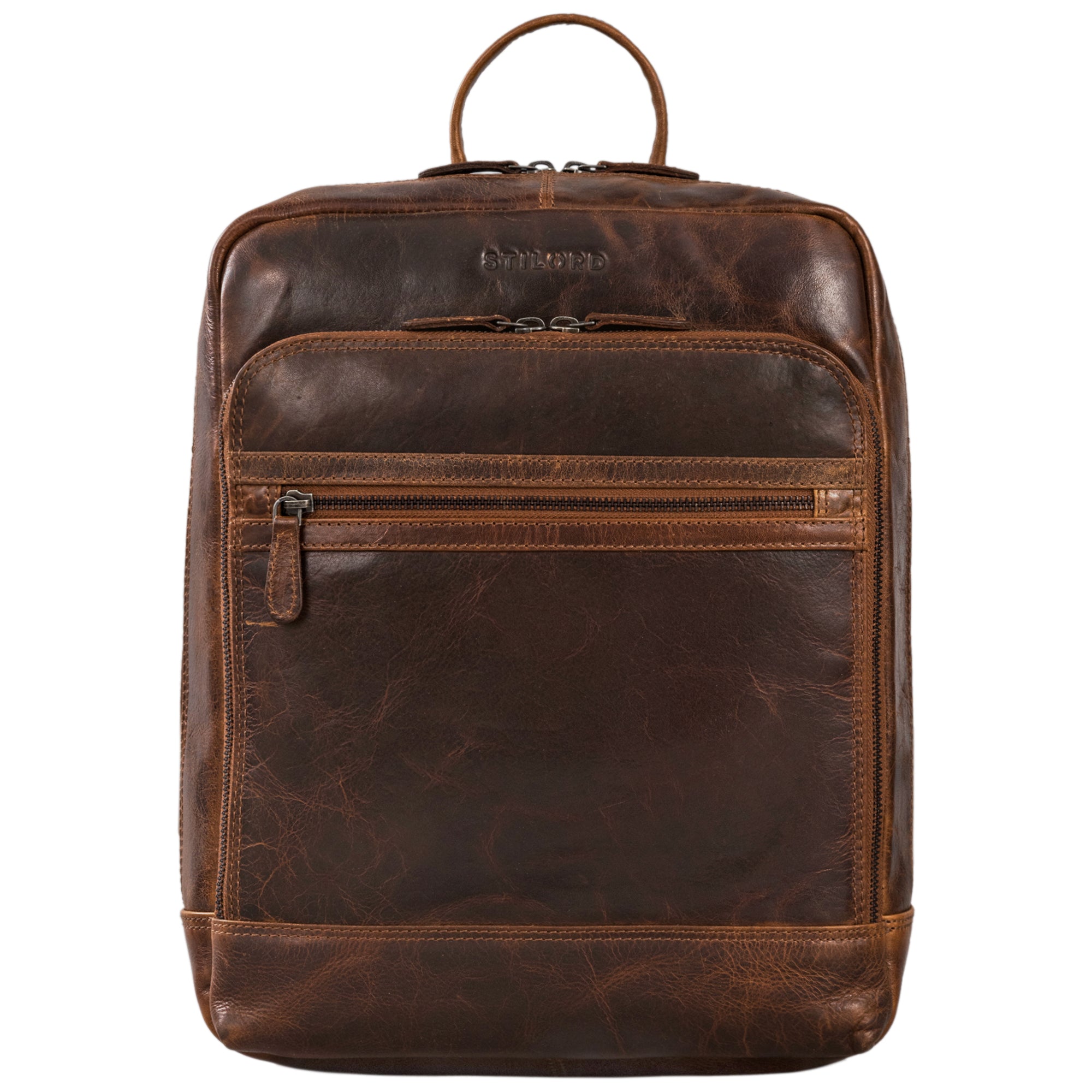 Arbeitsrucksack Damen Herren braun Leder