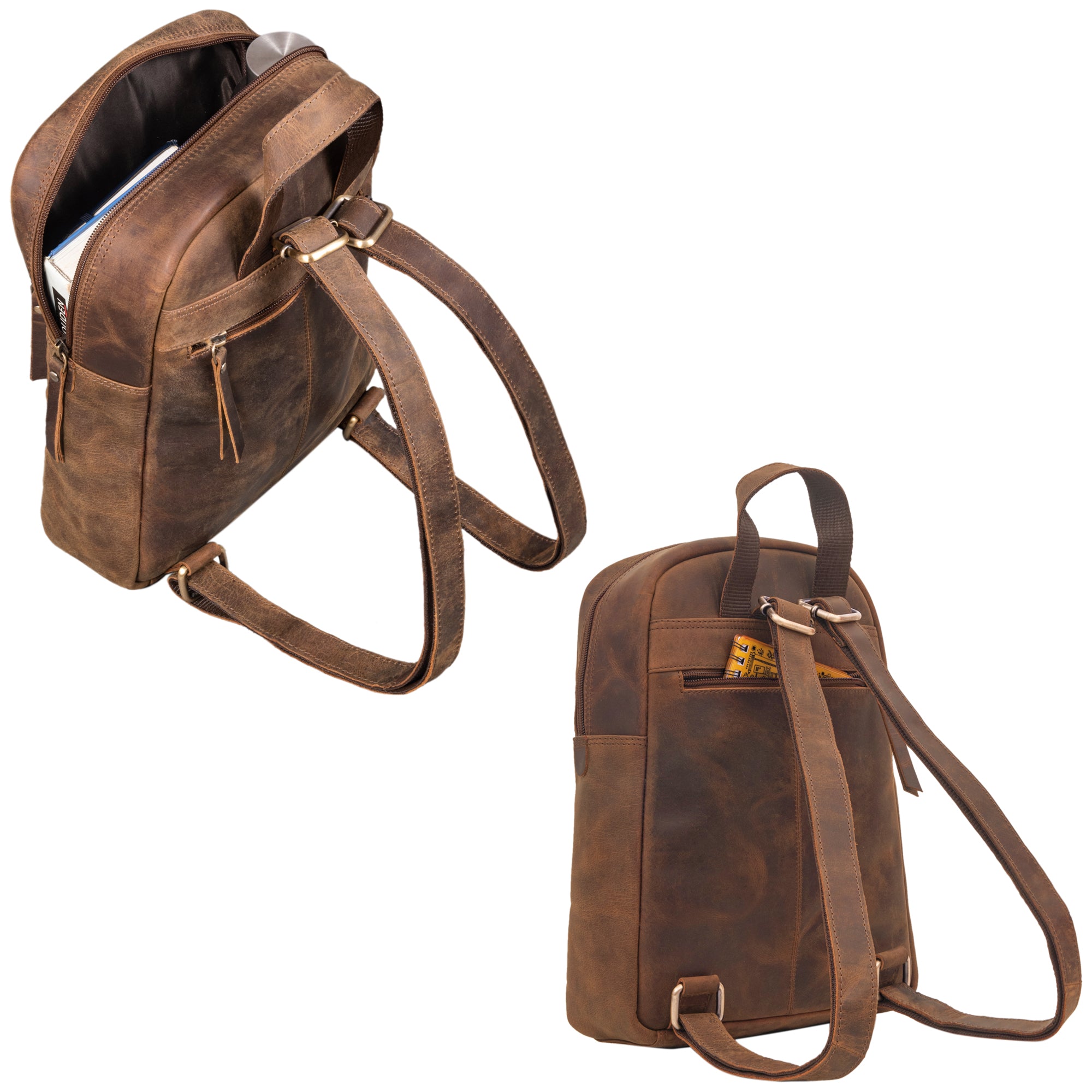 rucksack aus echteder braun