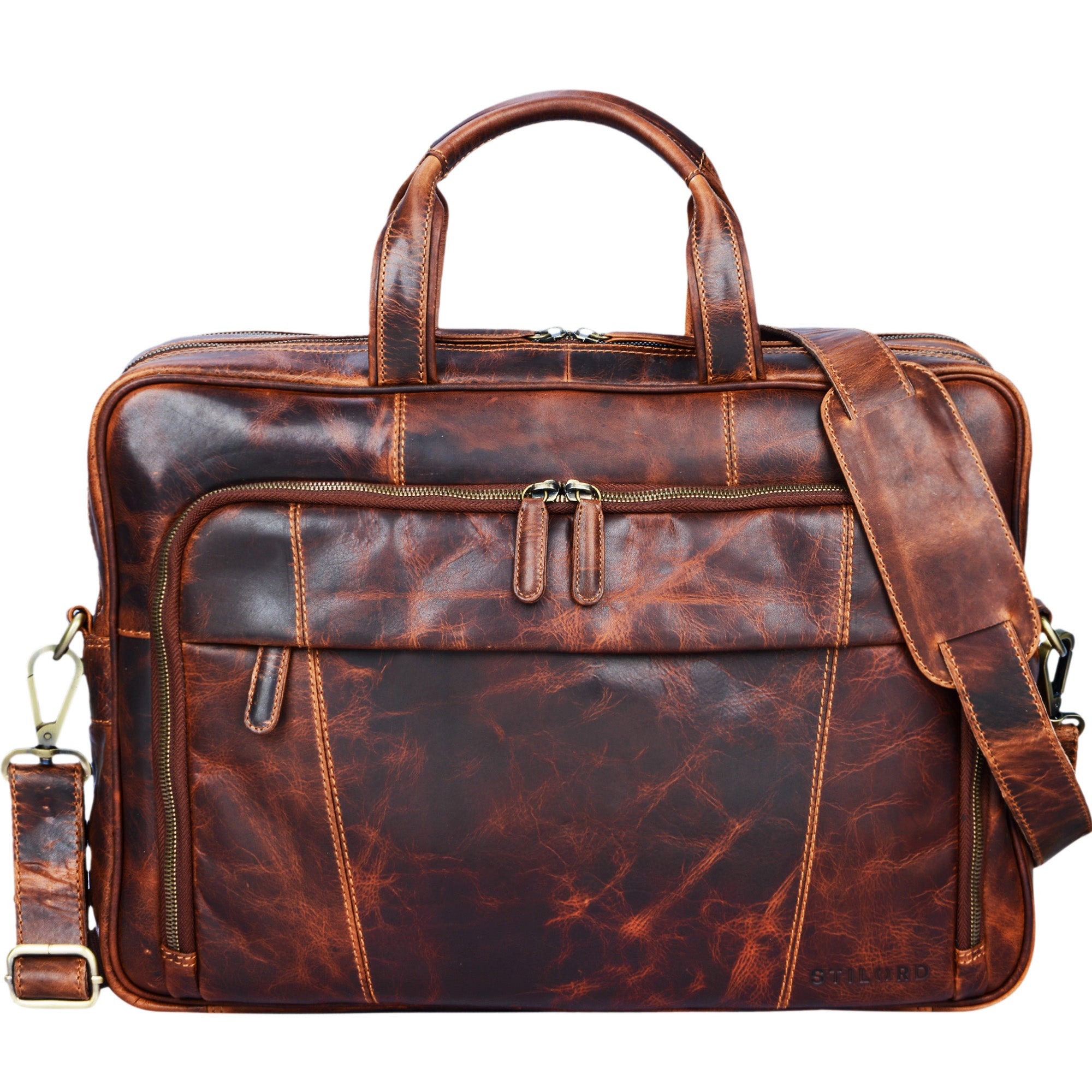 Schultertasche Leder braun Vintage Style