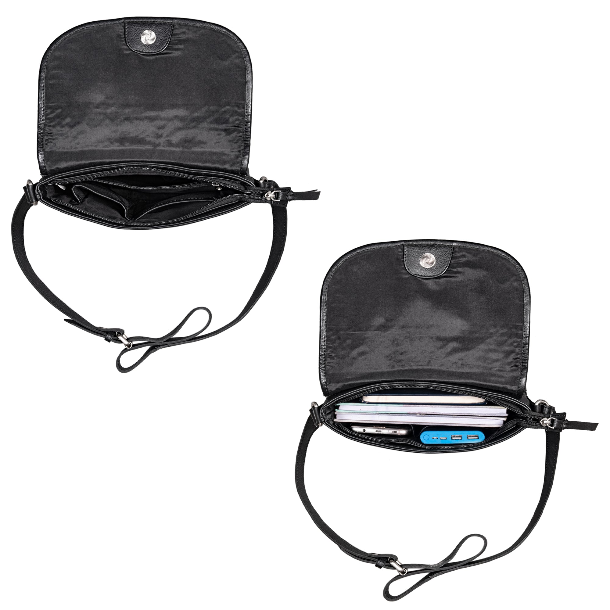 Retro Ledertasche für Frauen schwarz