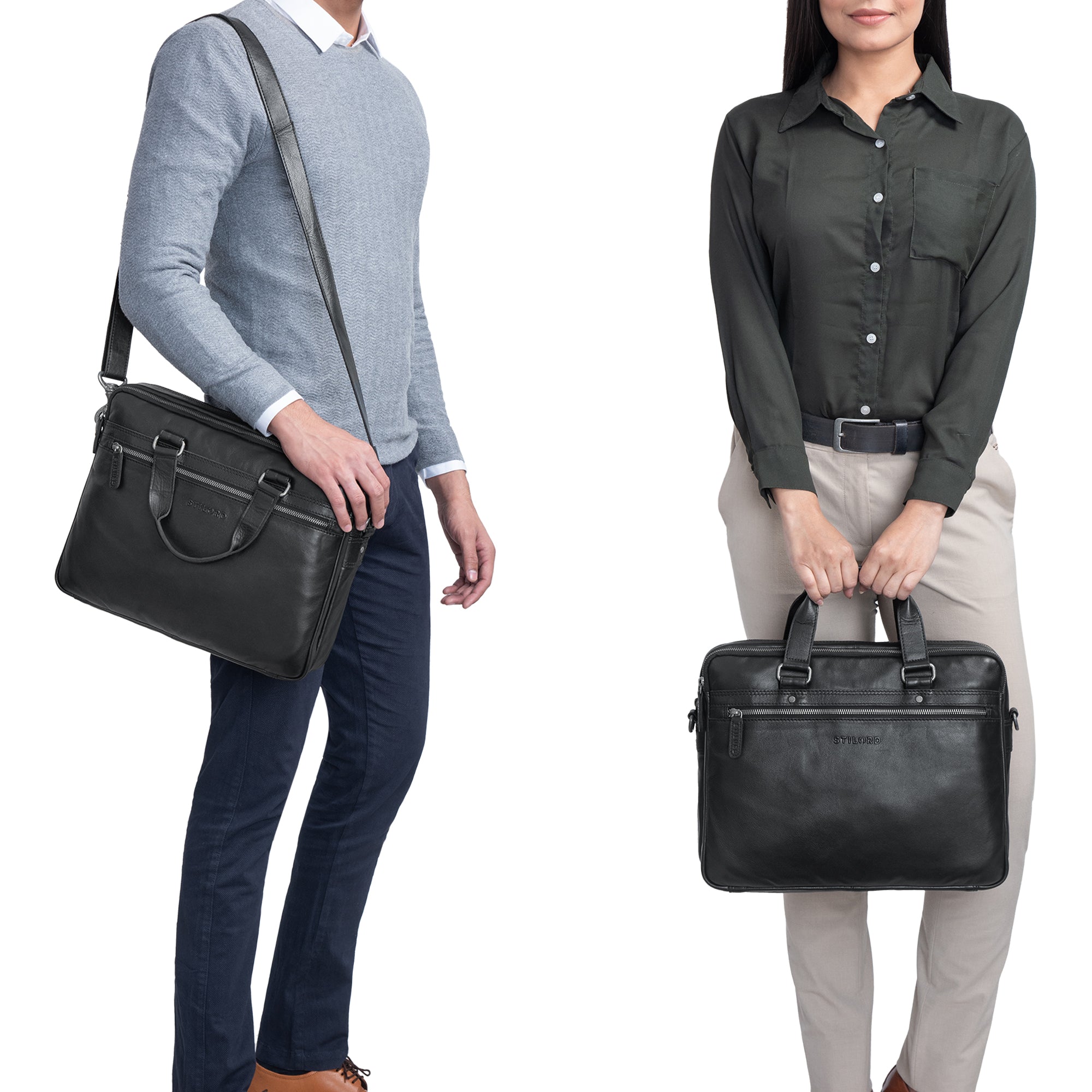 Leder Aktentasche Damen schwarz