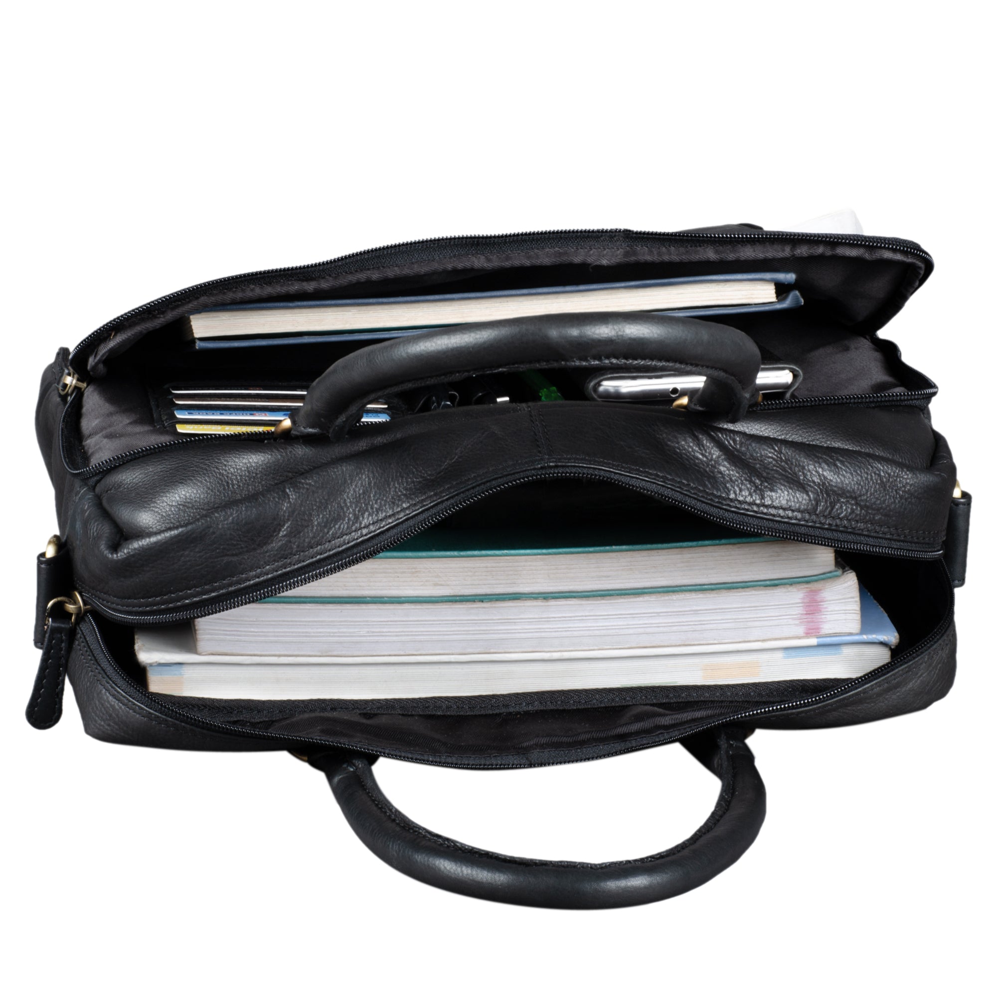 Leder Bürotasche Herren Damen schwarz