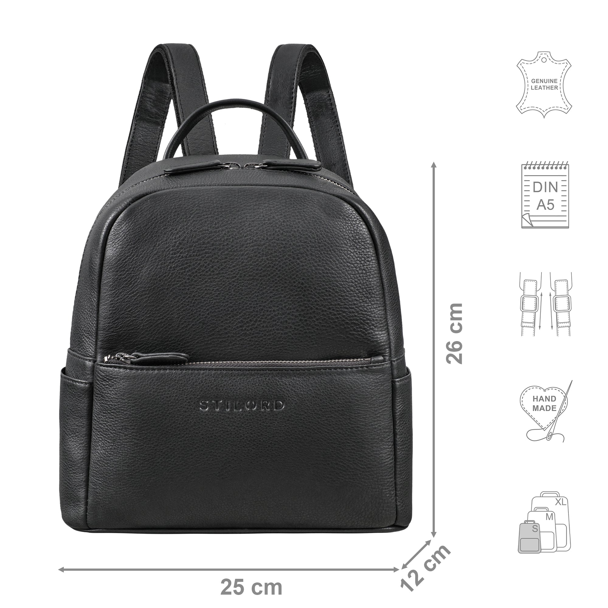 schwarzer Lederrucksack Damen klein