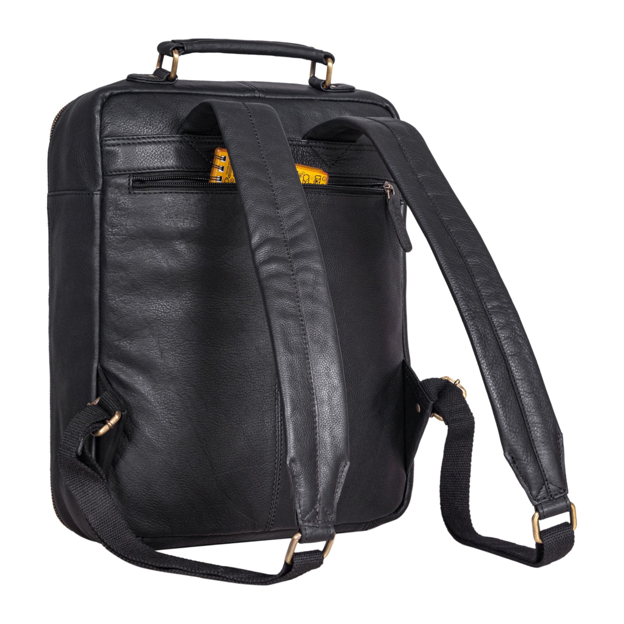 Shopping Rucksack Echtleder schwarz