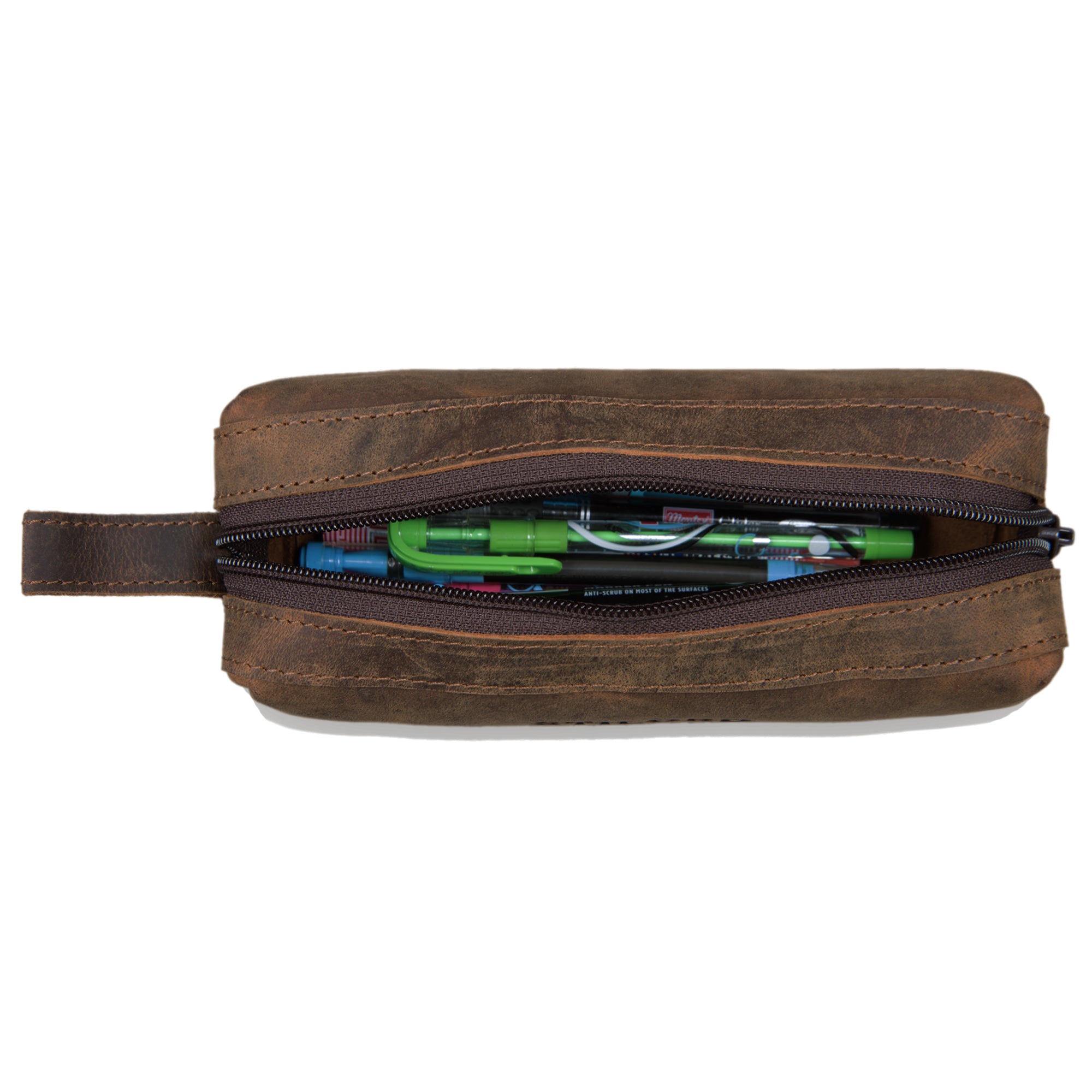 Stiftetasche Vintage braunes Leder elegant