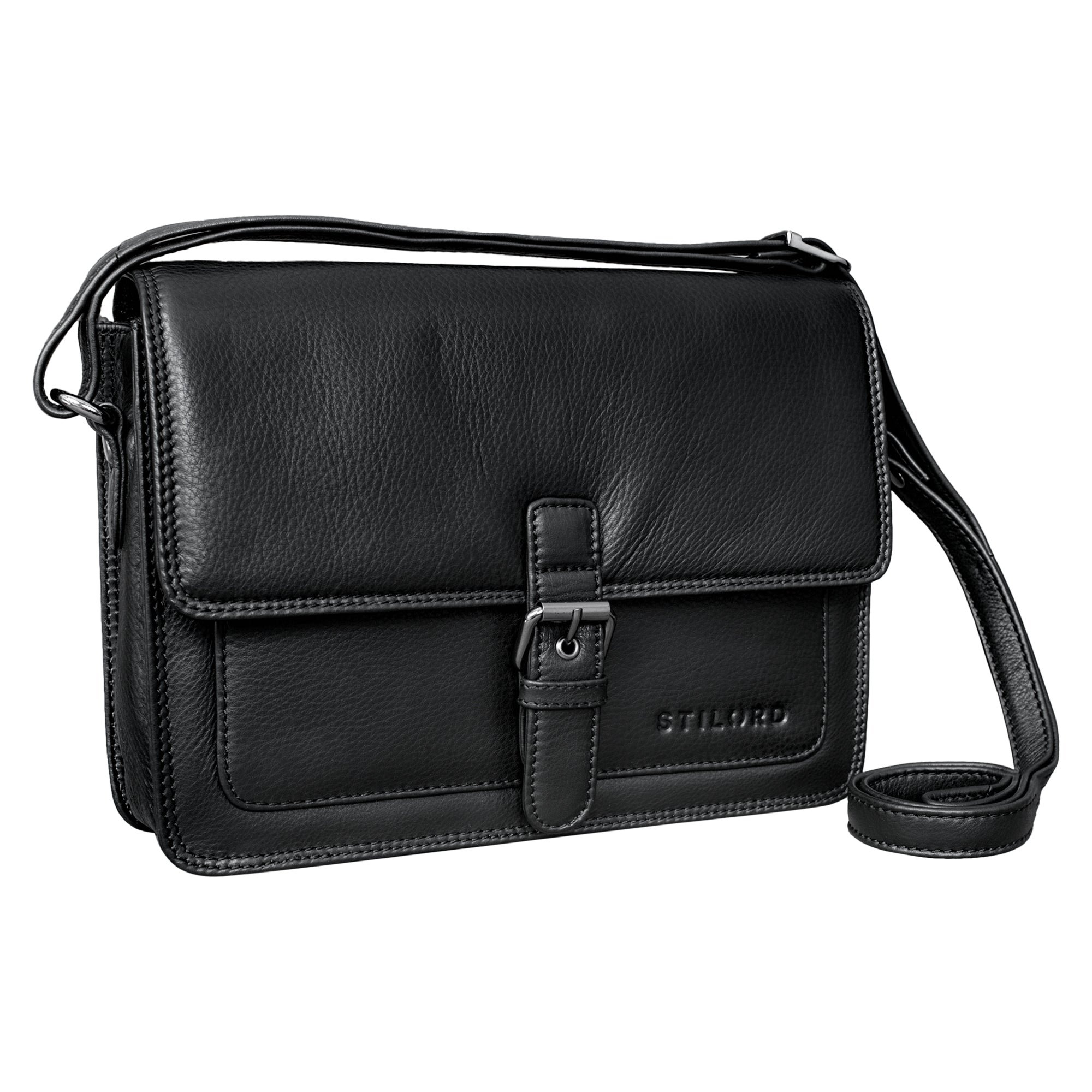 Leder Umhängetasche schwarz