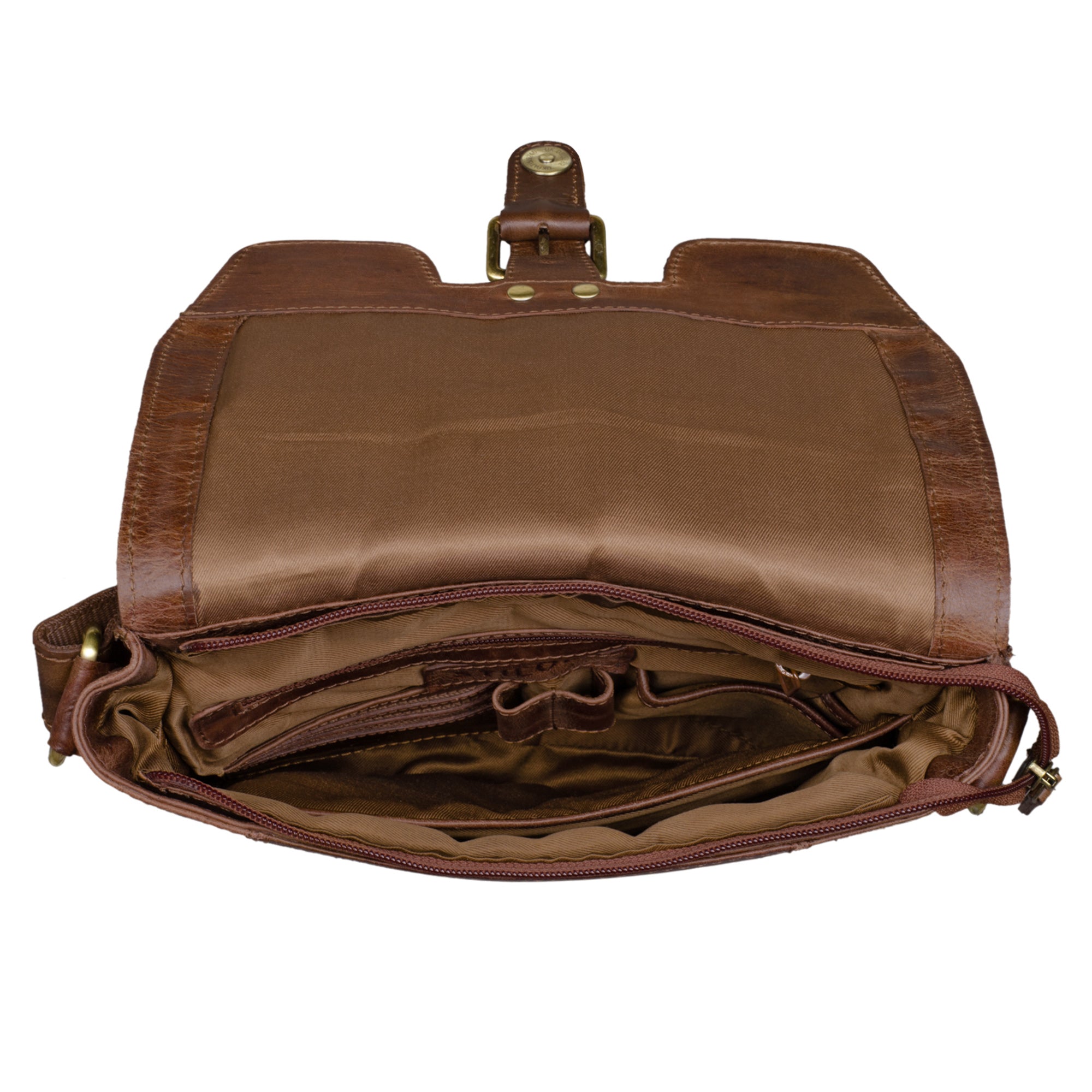 Braune Leder Schultertasche Herren