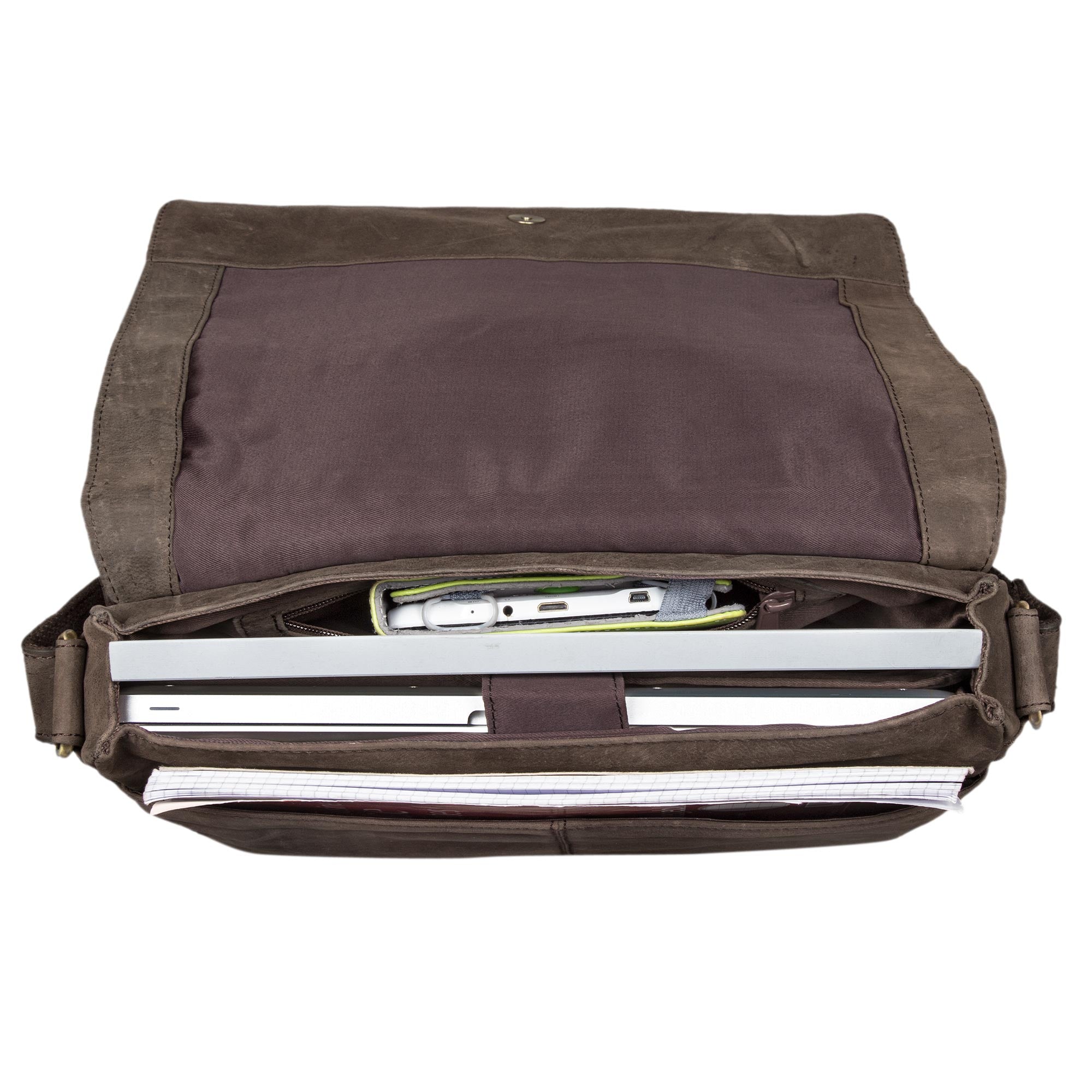 Schultertasche aus Büffelleder braun