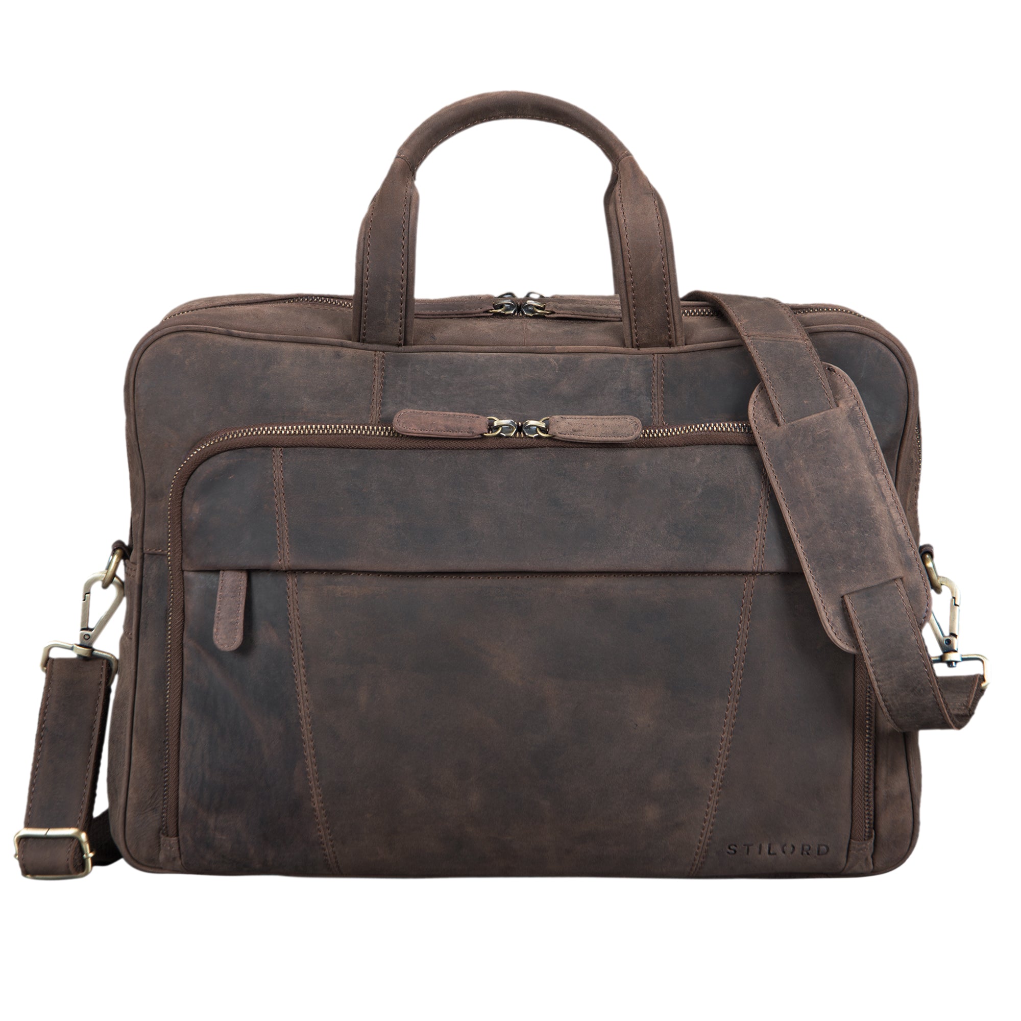 Notebooktasche groß Vintage Leder dunkelbraun