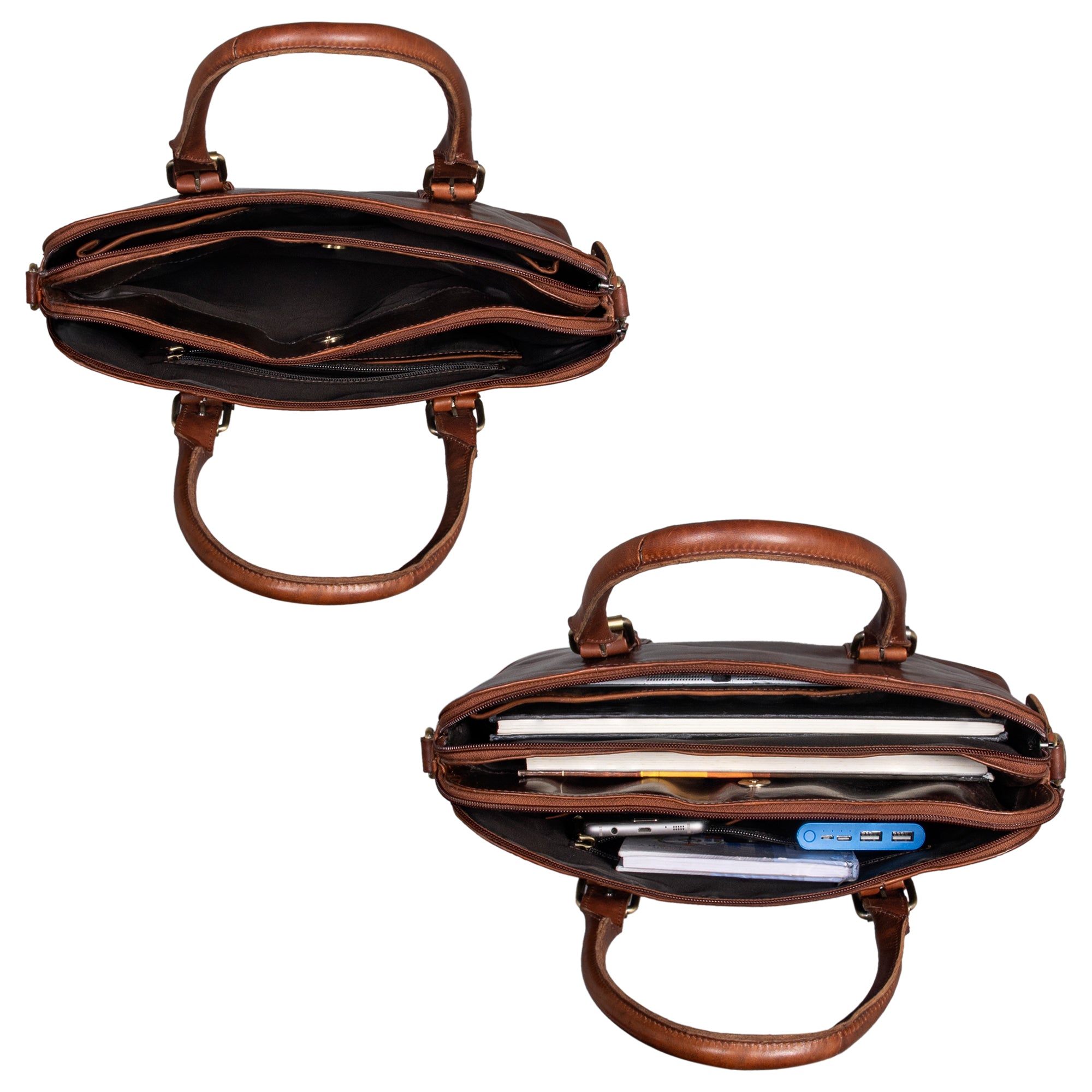 Umhängetasche Büro Damen Cognac Leder