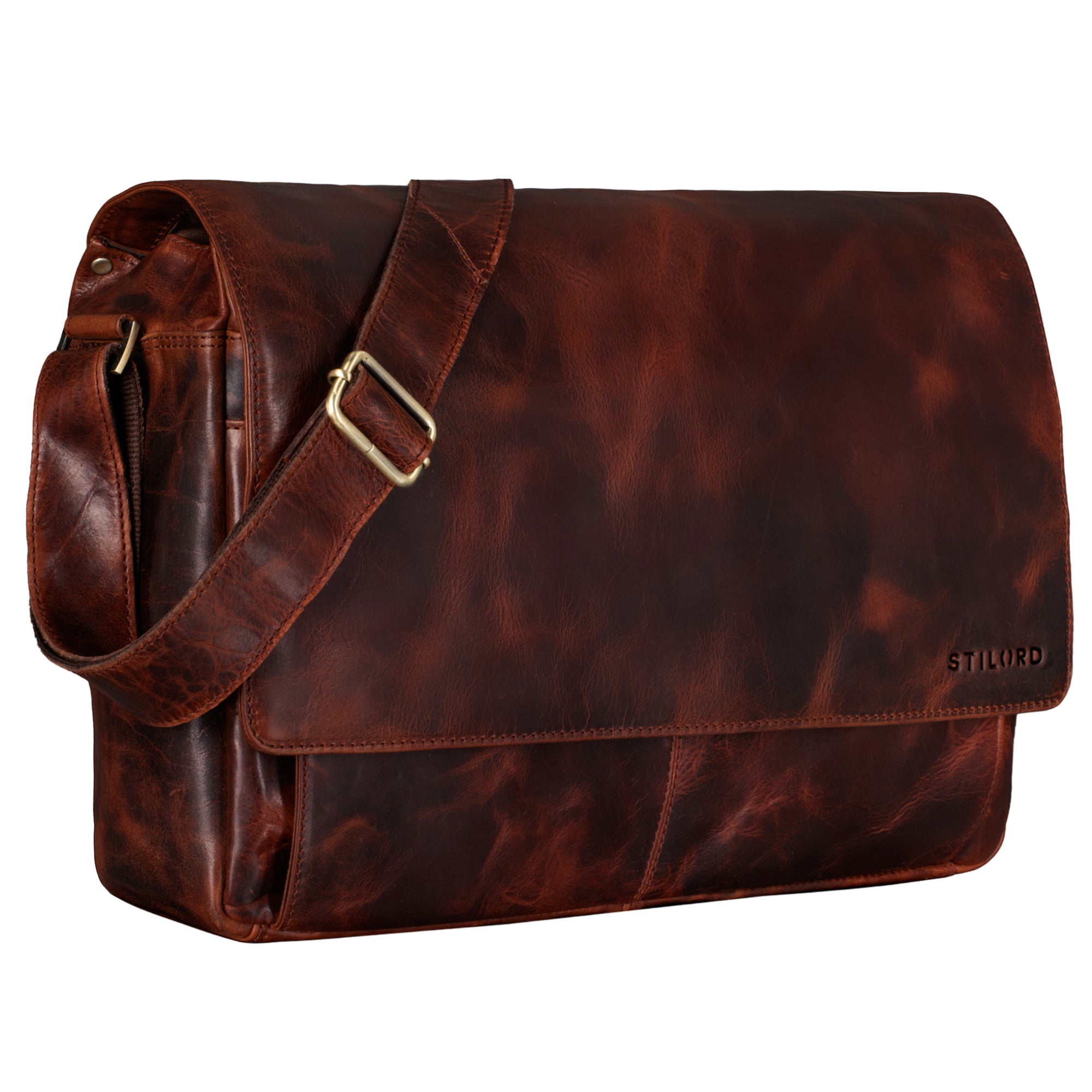 Vintage Umhängetasche Herren Leder Bordeaux Braun