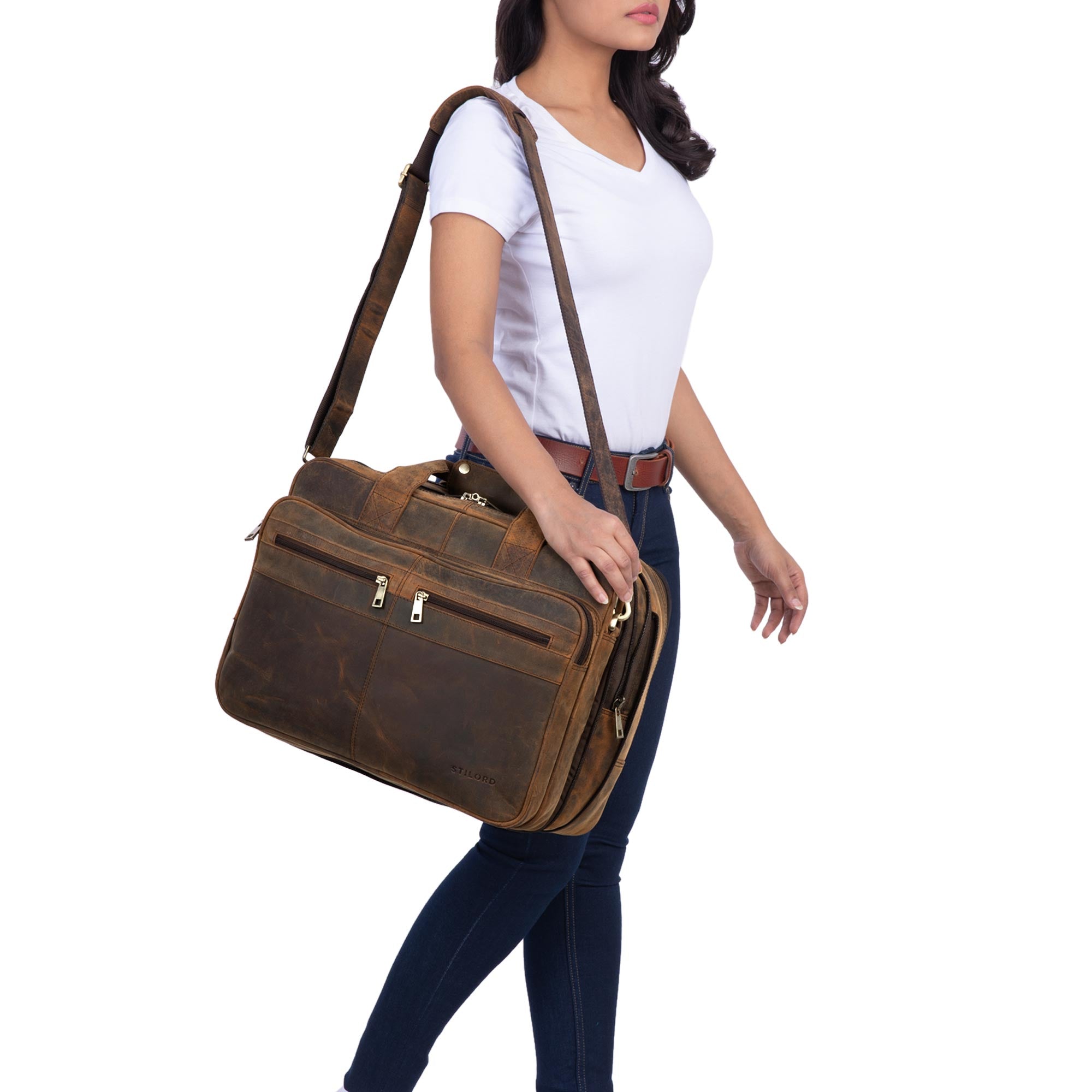 schultertasche damen echtleder braun