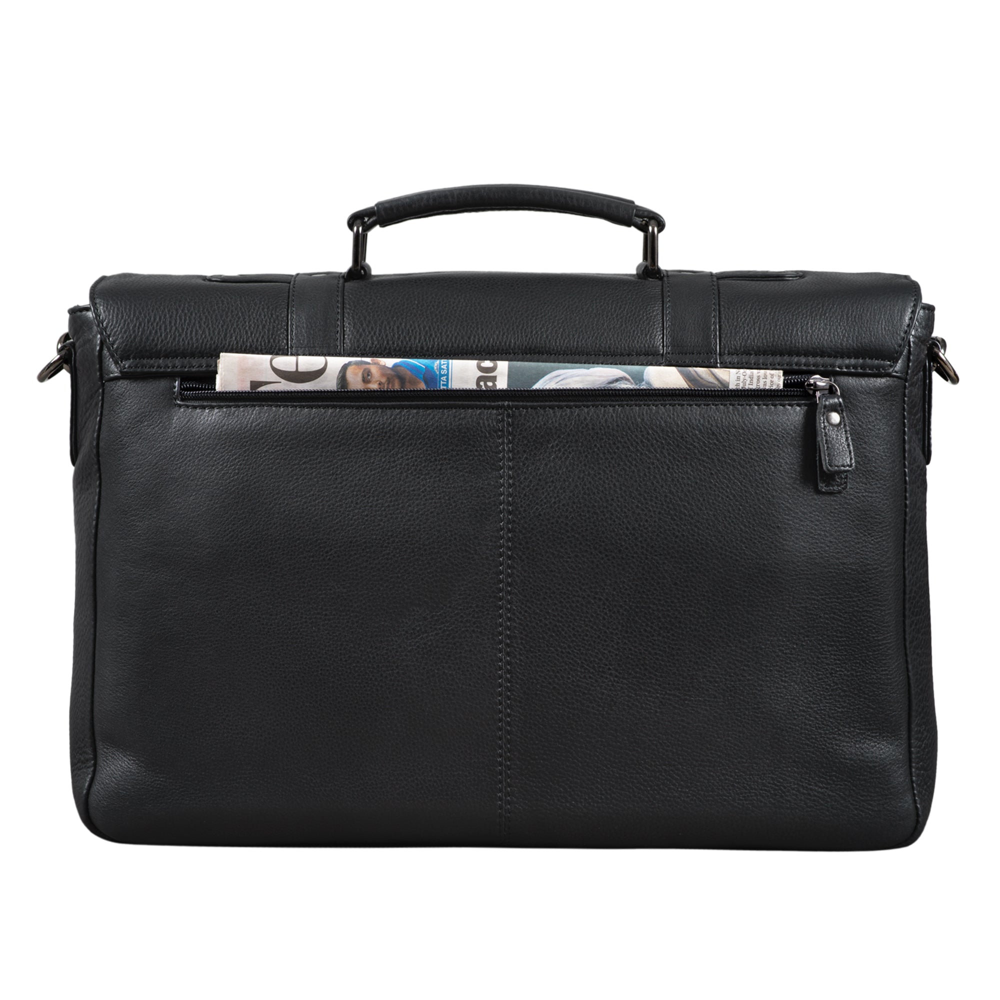 Messenger Bag mit Schultergurt Leder schwarz