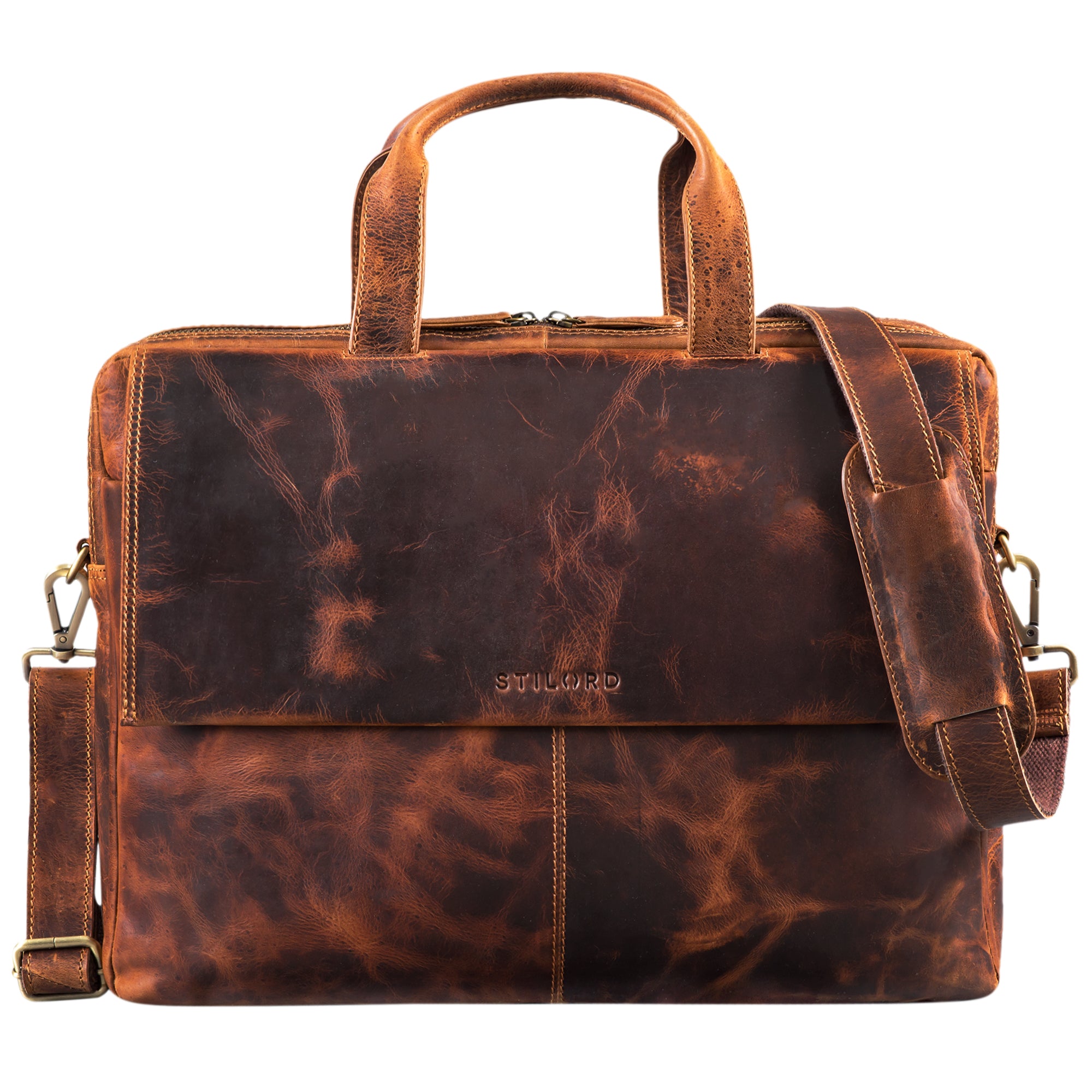 Leder Aktentasche Vintage cognac braun