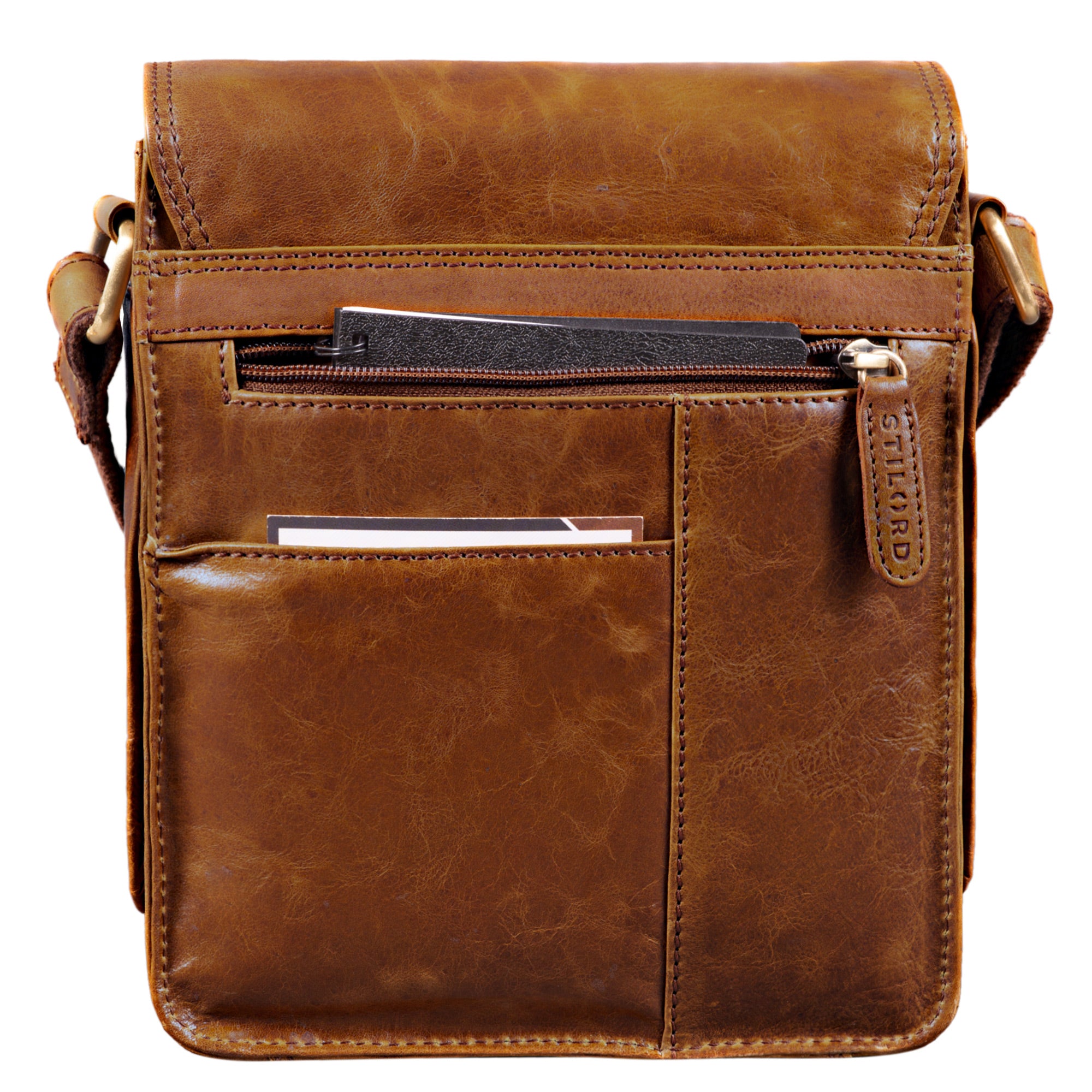 Herren Handtasche Leder braun