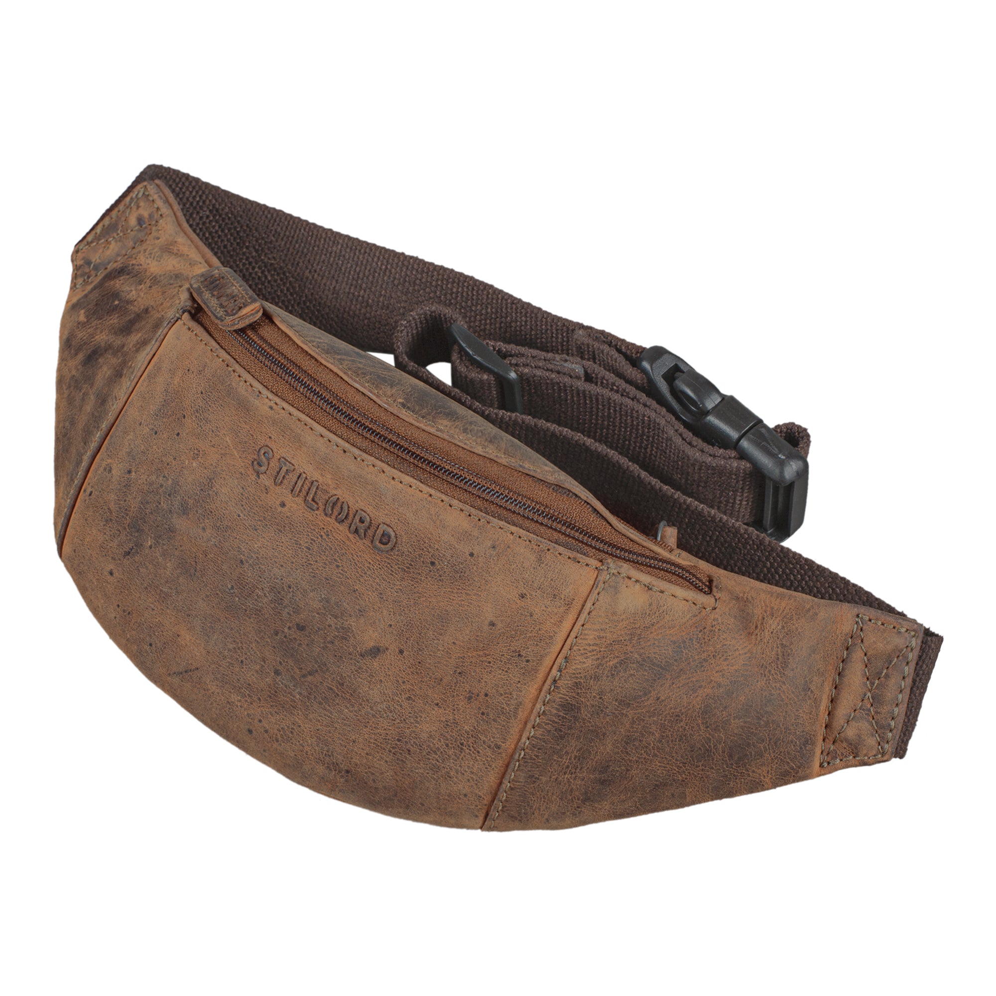 Herren Damen Bauchtasche Leder braun