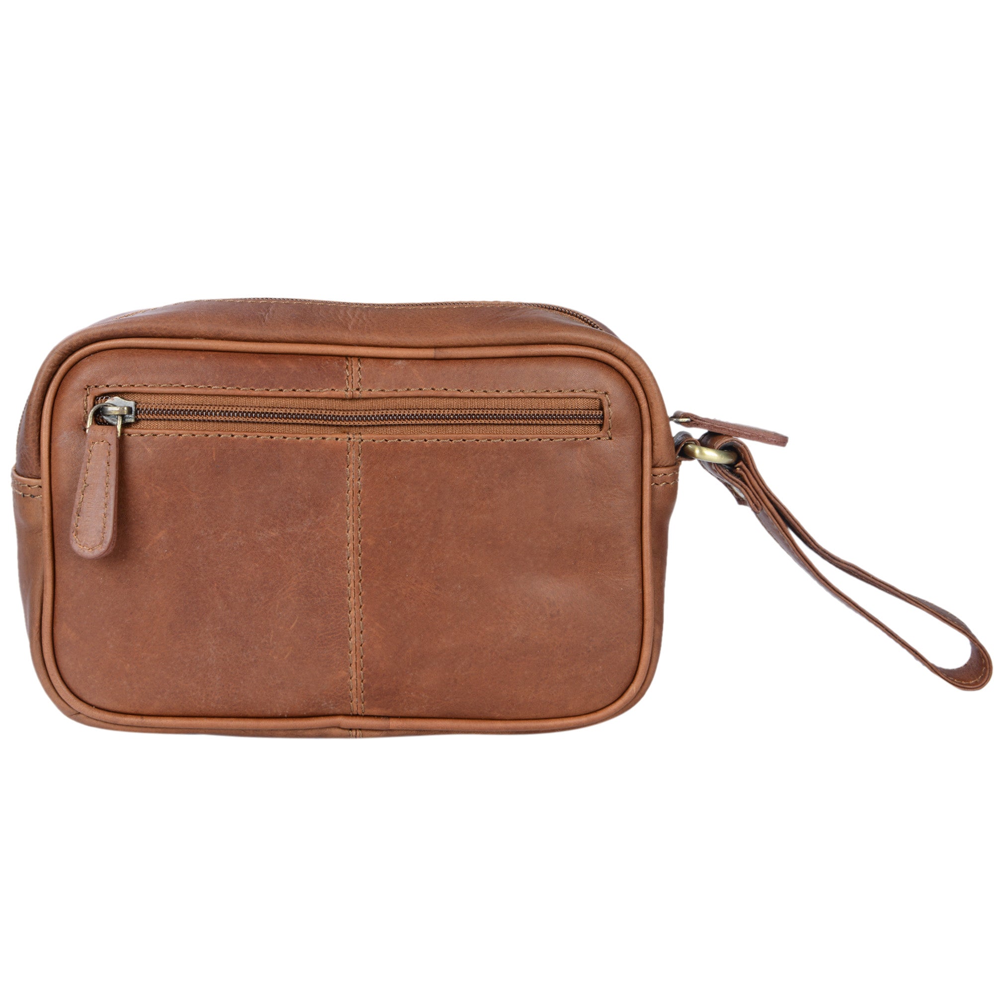 Vintage Leder Herren Handgelenktasche cognac
