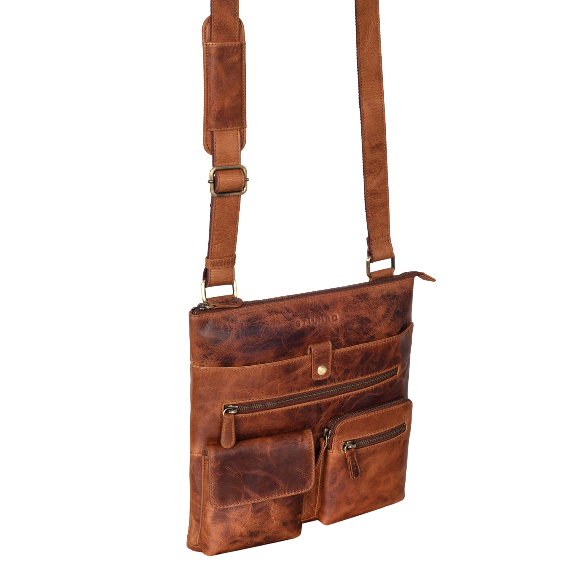 Vintage Leder Umhängetasche in Braun
