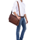 Klassische Herrentasche Leder Vintage braun