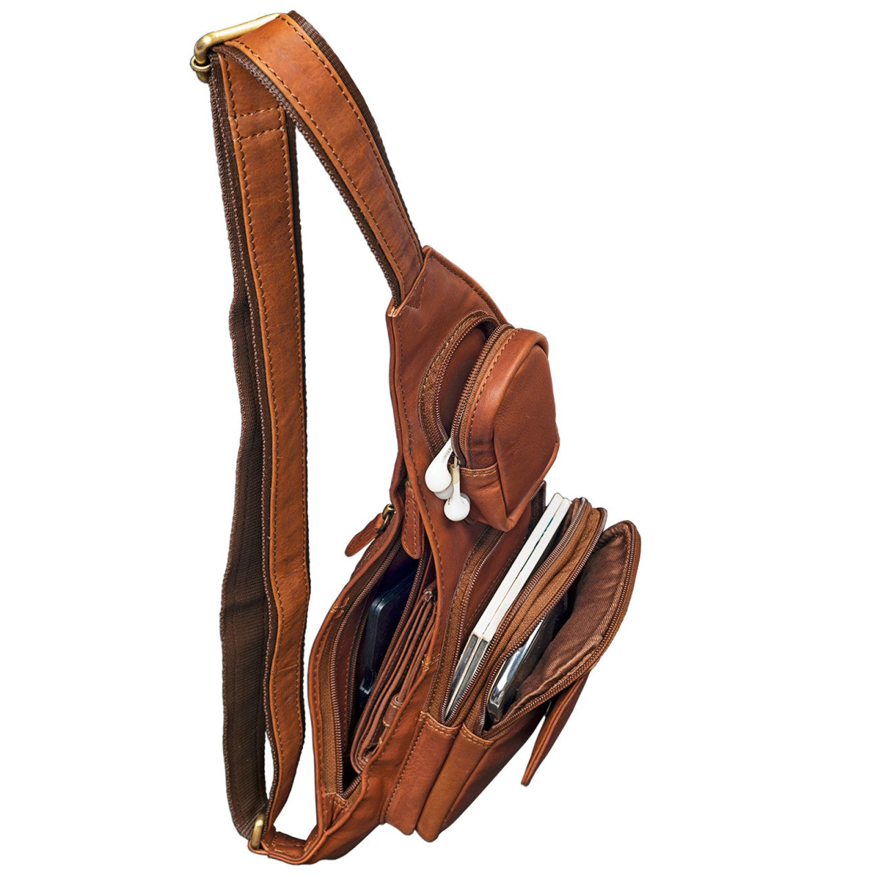 Herren Schultertasche braun