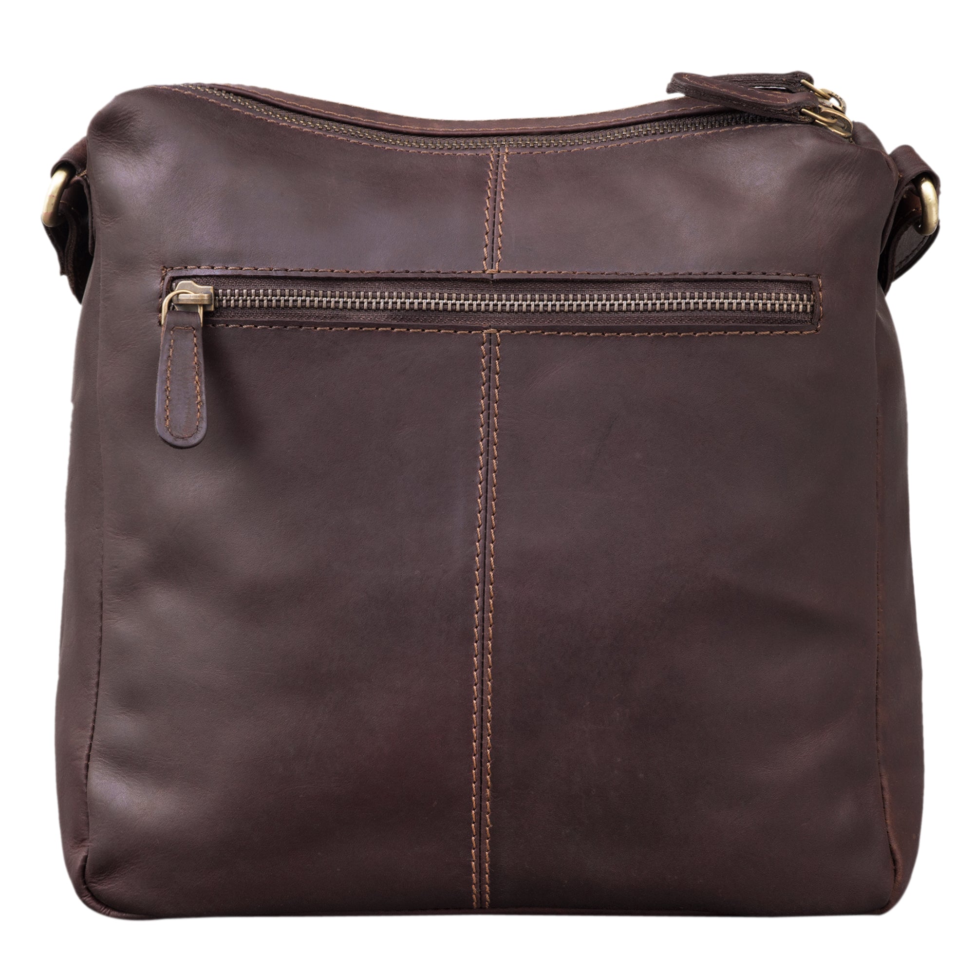 Umhängetasche Damen Retro Leder dunkelbraun