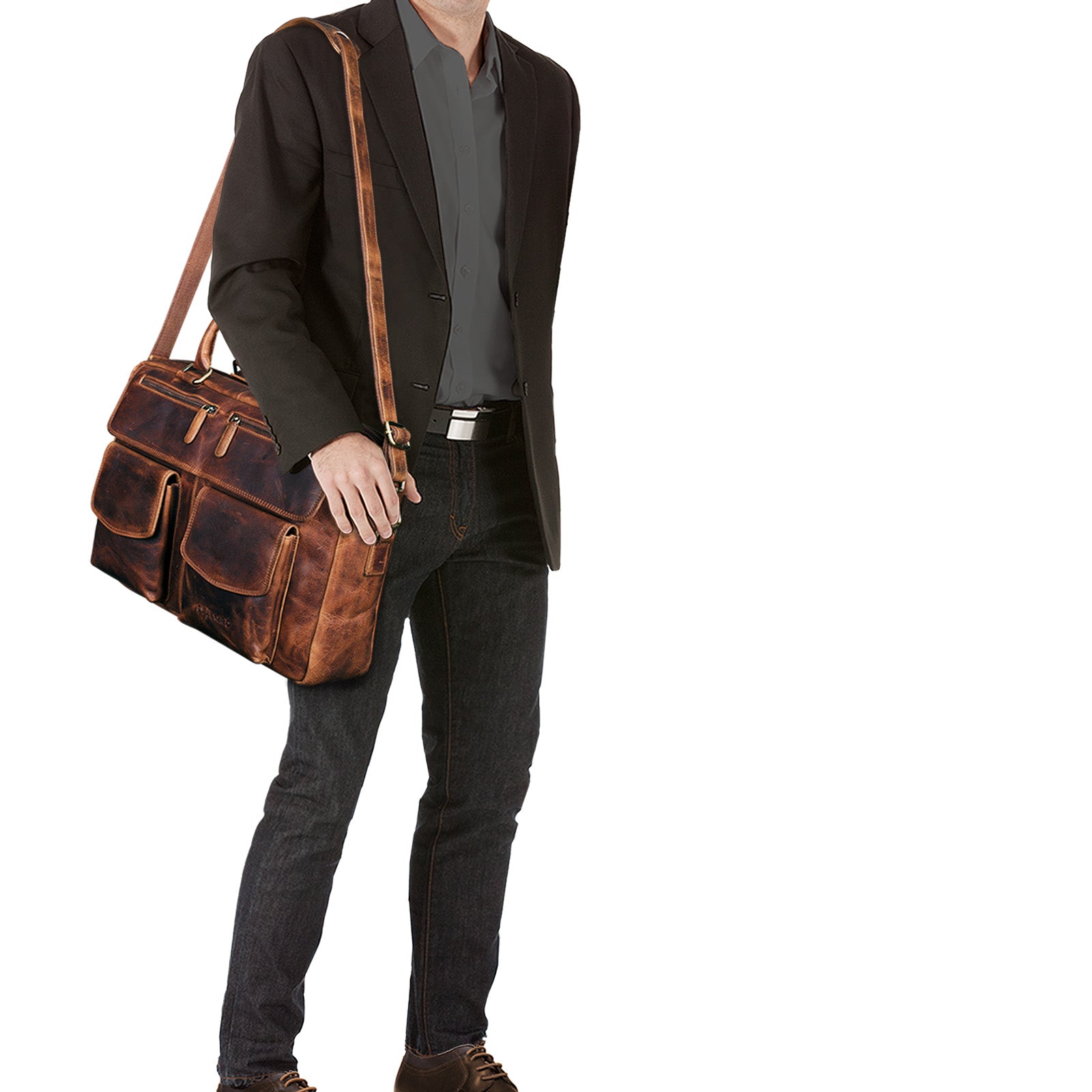 Schultertasche Leder braun