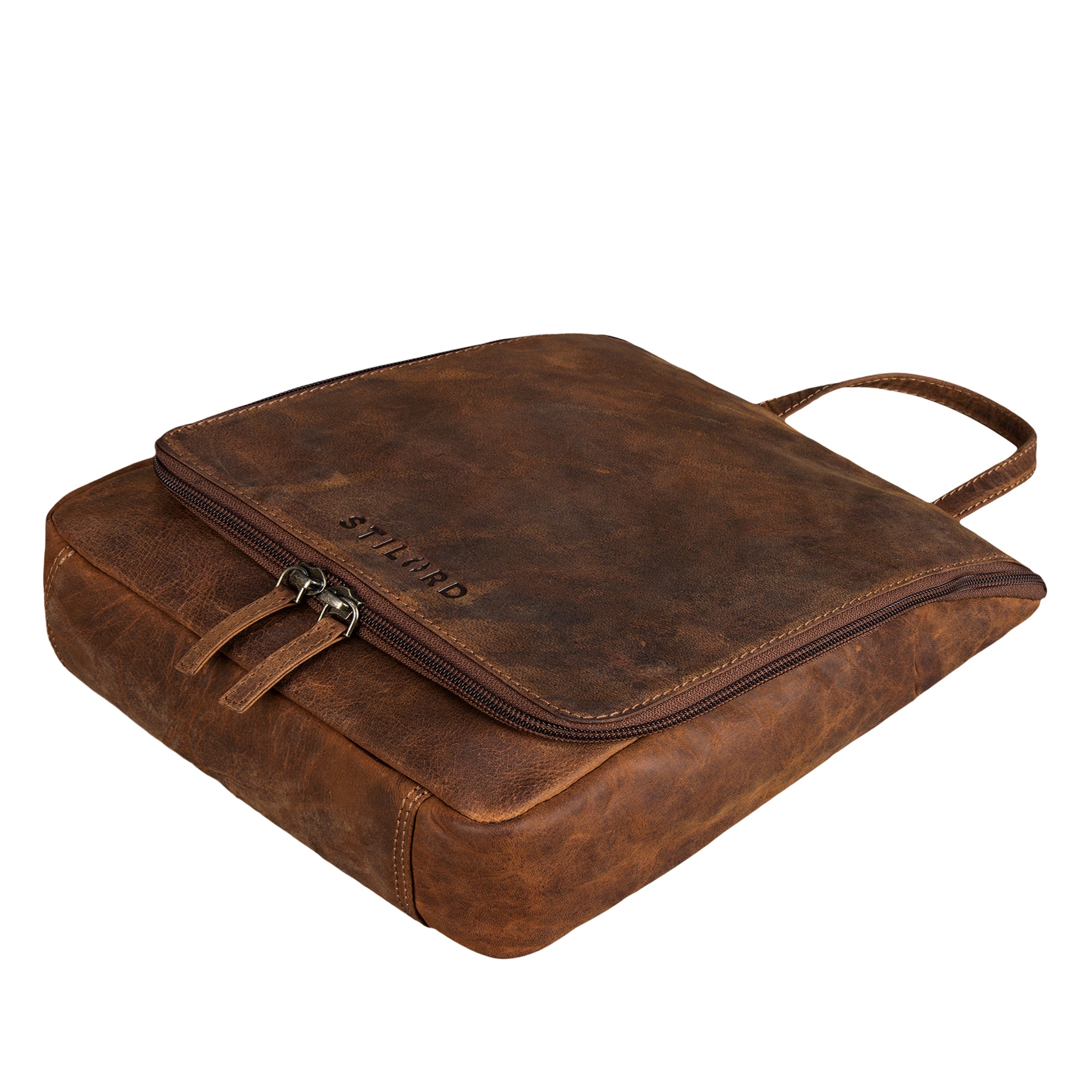 Schminktasche Damen Leder braun