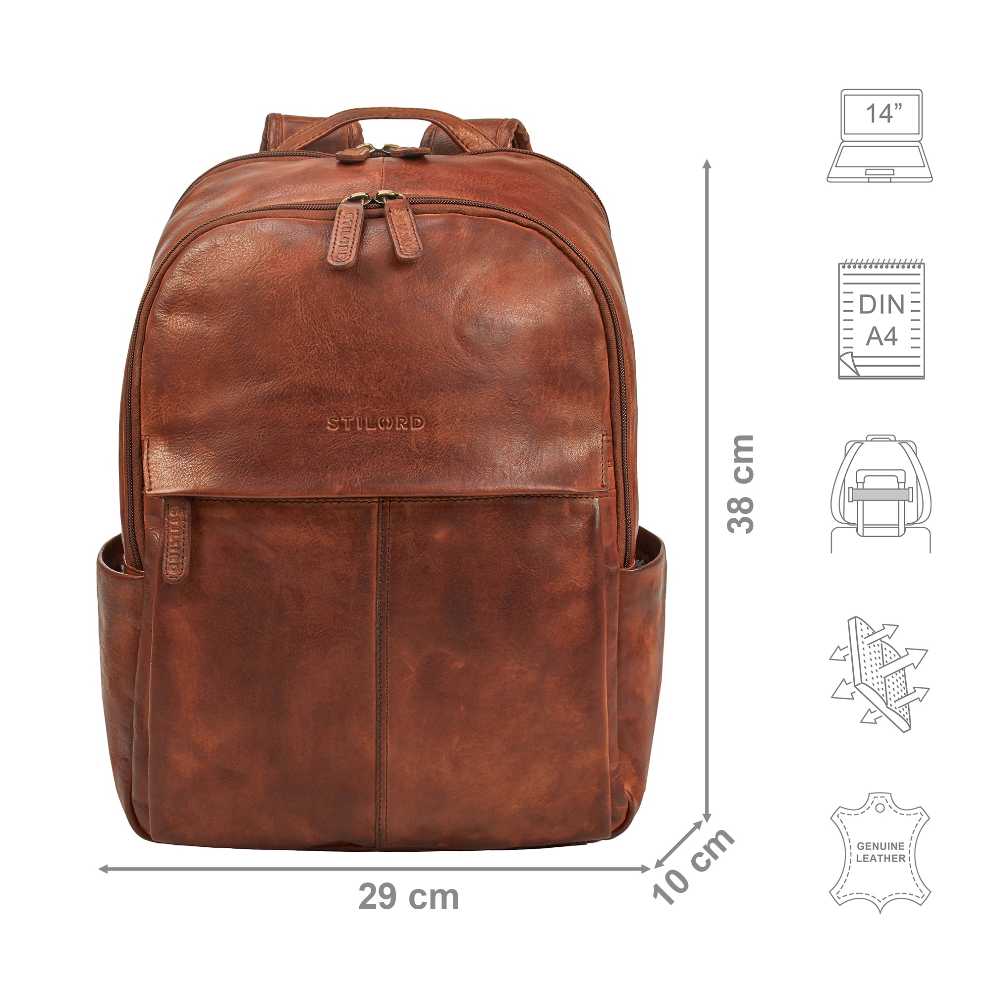 Herren Leder Rucksack mit laptopfach braun