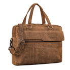 Leder Schultertasche Damen Braun Herren
