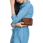 leder brieftasche groß damen cognac