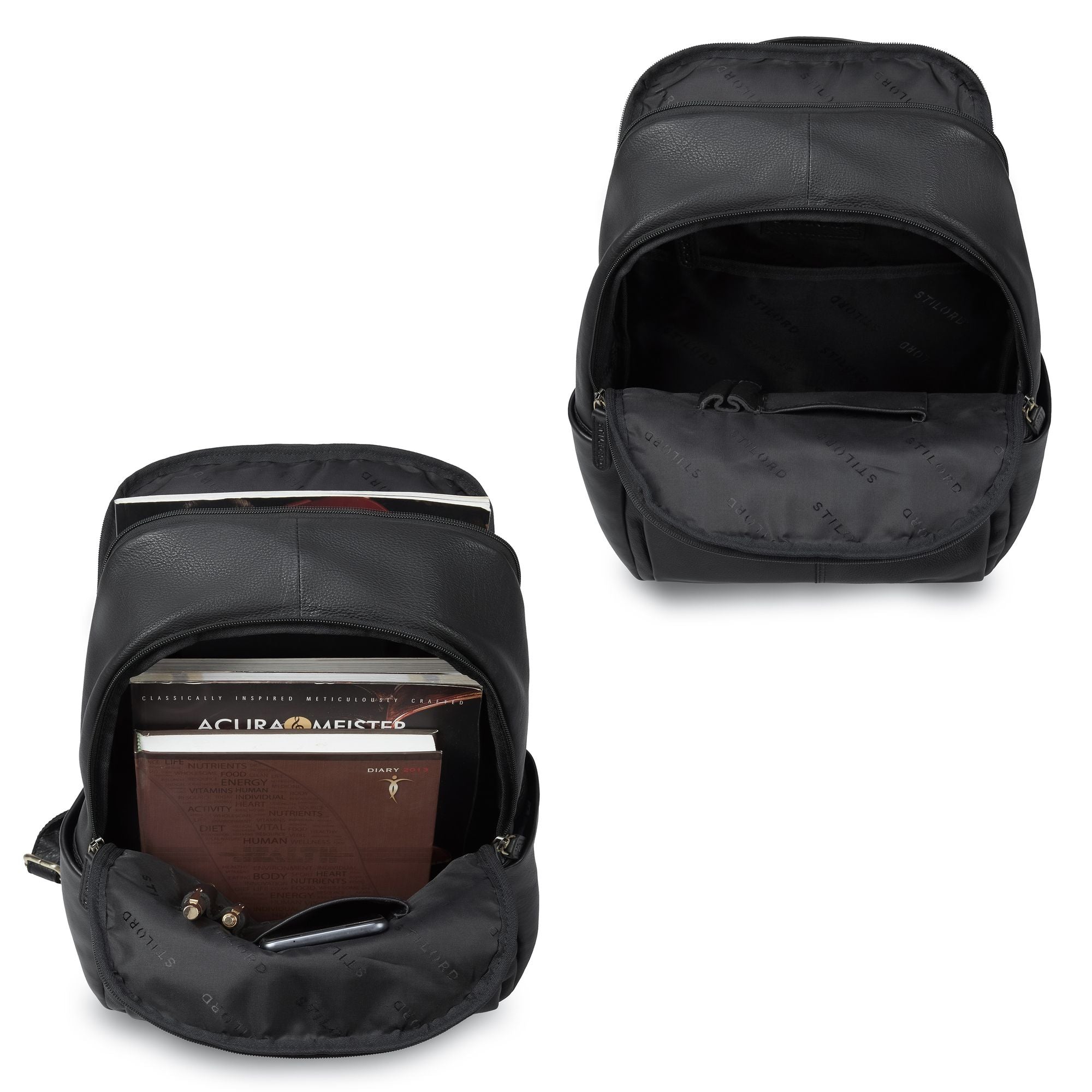 herren Leder Rucksack damen schwarz
