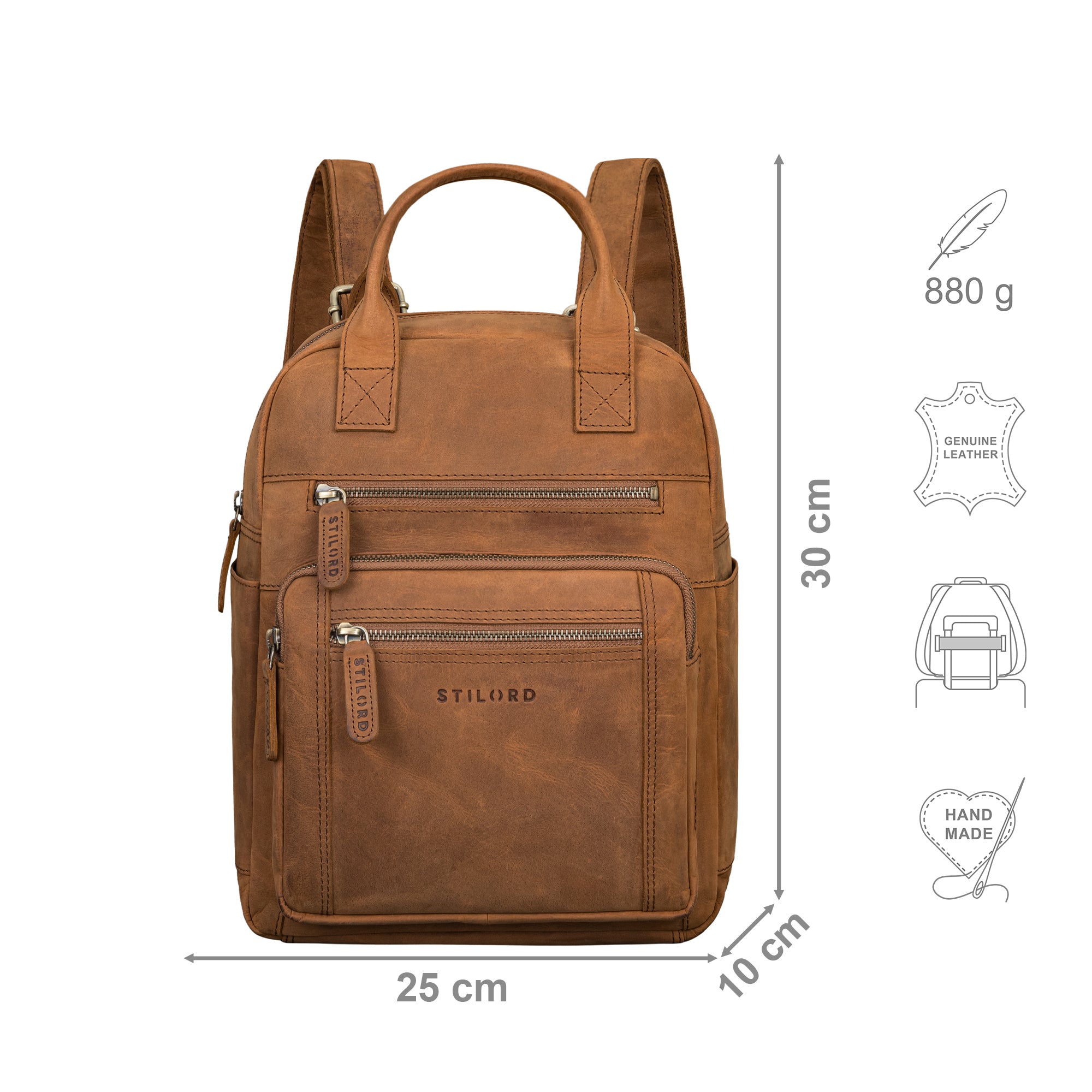 Damen Freizeitrucksack EchtLeder Mittel-Groß Braun