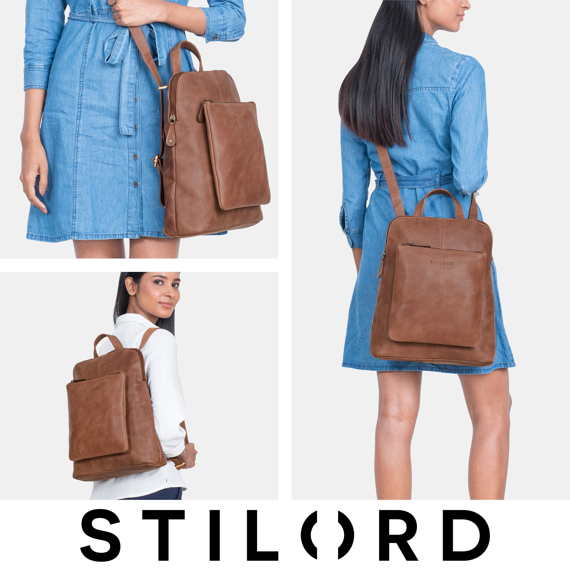 2 in 1 echt leder rucksack für damen braun