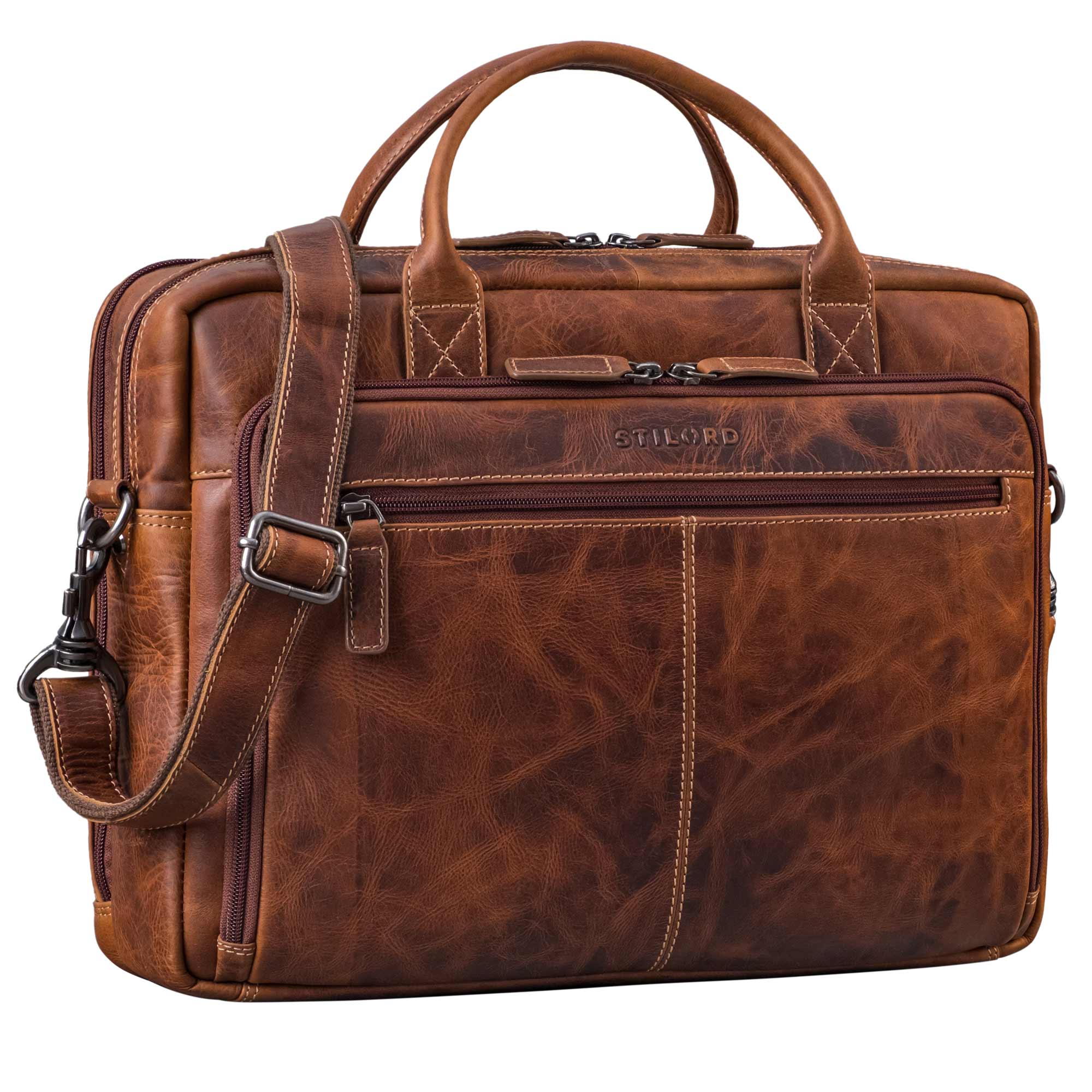 Aktentasche Leder Herren Braun Laptoptasche 16 Zoll Groß