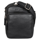 Handgefertigte schwarze Ledertasche kompakt