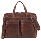 Große Laptop-Tasche Leder 16 Zoll Aktentasche Echt Leder Herren und Damen Salerno Braun 