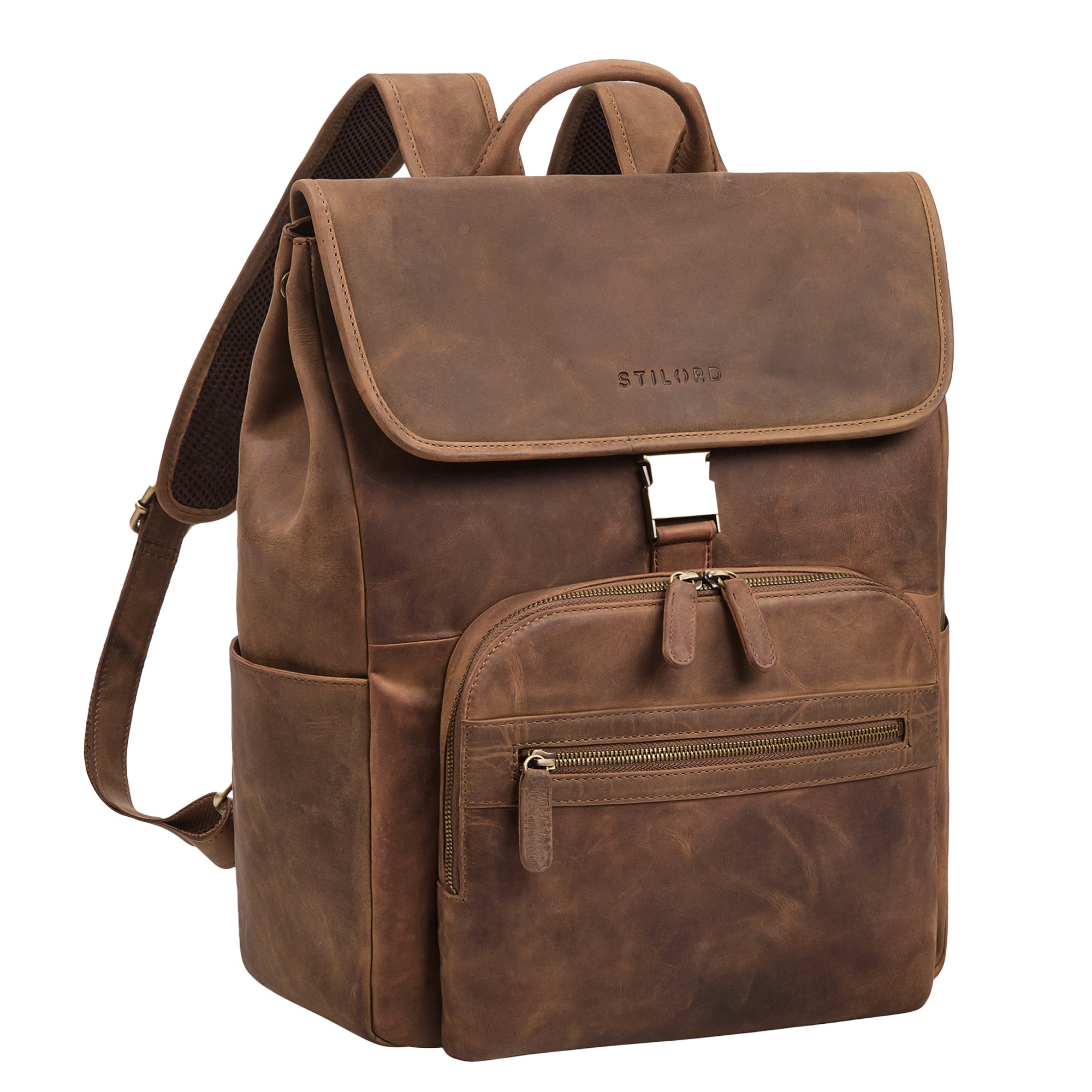  Vintage Leder Rucksack braun Groß für 15.6 Zoll Laptop Damen & Herren