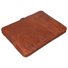 Laptoptasche Leder cognac mit vorderem Reißverschlussfach