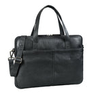 Schmale Schwarze Laptoptasche 15.6 Zoll Leder Aktentasche Herren mit Schultergurt & Griff
