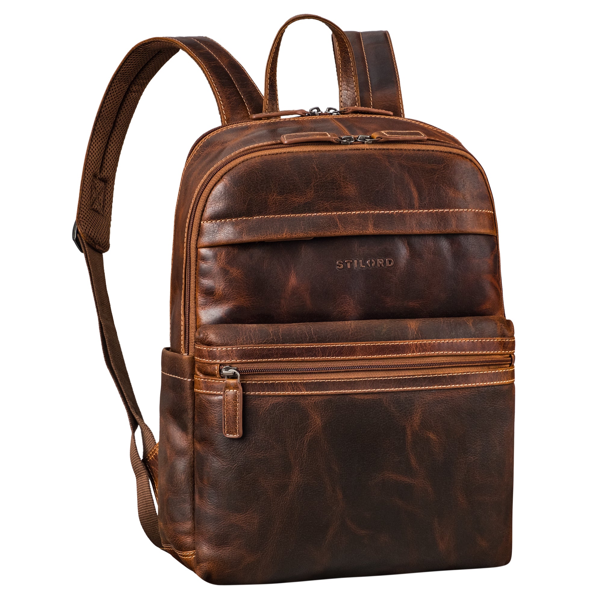 Dunkelbrauner Echtleder Rucksack Damen mit Laptopfach 15.6 Zoll