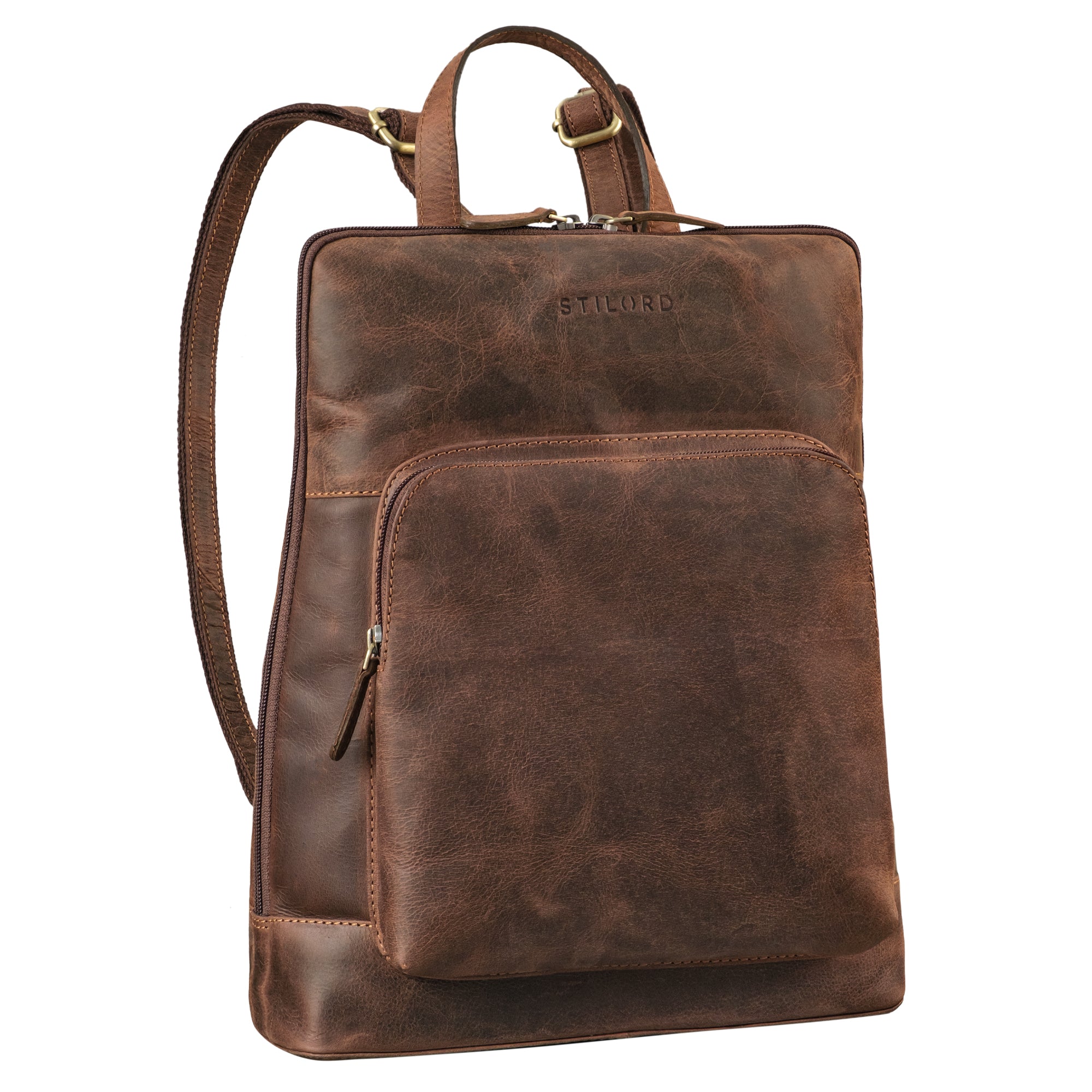 Damen Lederrucksack Echtleder Braun Vintage